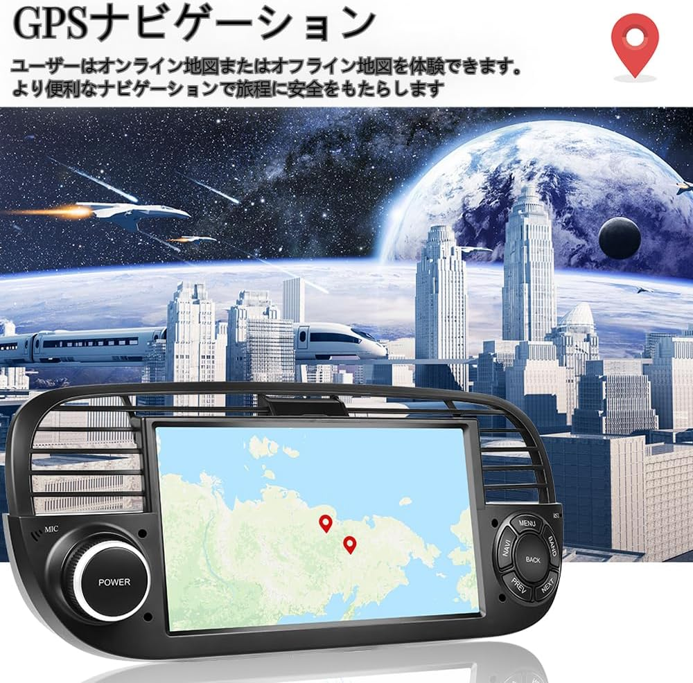 Android 9 Bluetooth Car Stereo Compatible for Fiat 500 (2007-2015) Wireless Carplay Android Auto 7" Touch Screen RDS Car Radio with Sat Navi/Wifi/Fm/Usb/Rear View Camera/Mirror Link for Android/Ios image number 5