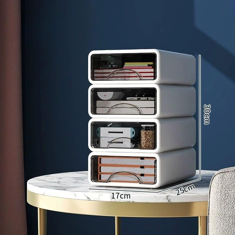 Stackable Storage Drawer Bins, Small Drawer-Type Desk Organizer Boxes, Translucent Small Plastic Chest of Drawers, Plastic Stackable Drawers for Home, Office, Desktop (4) image number 2