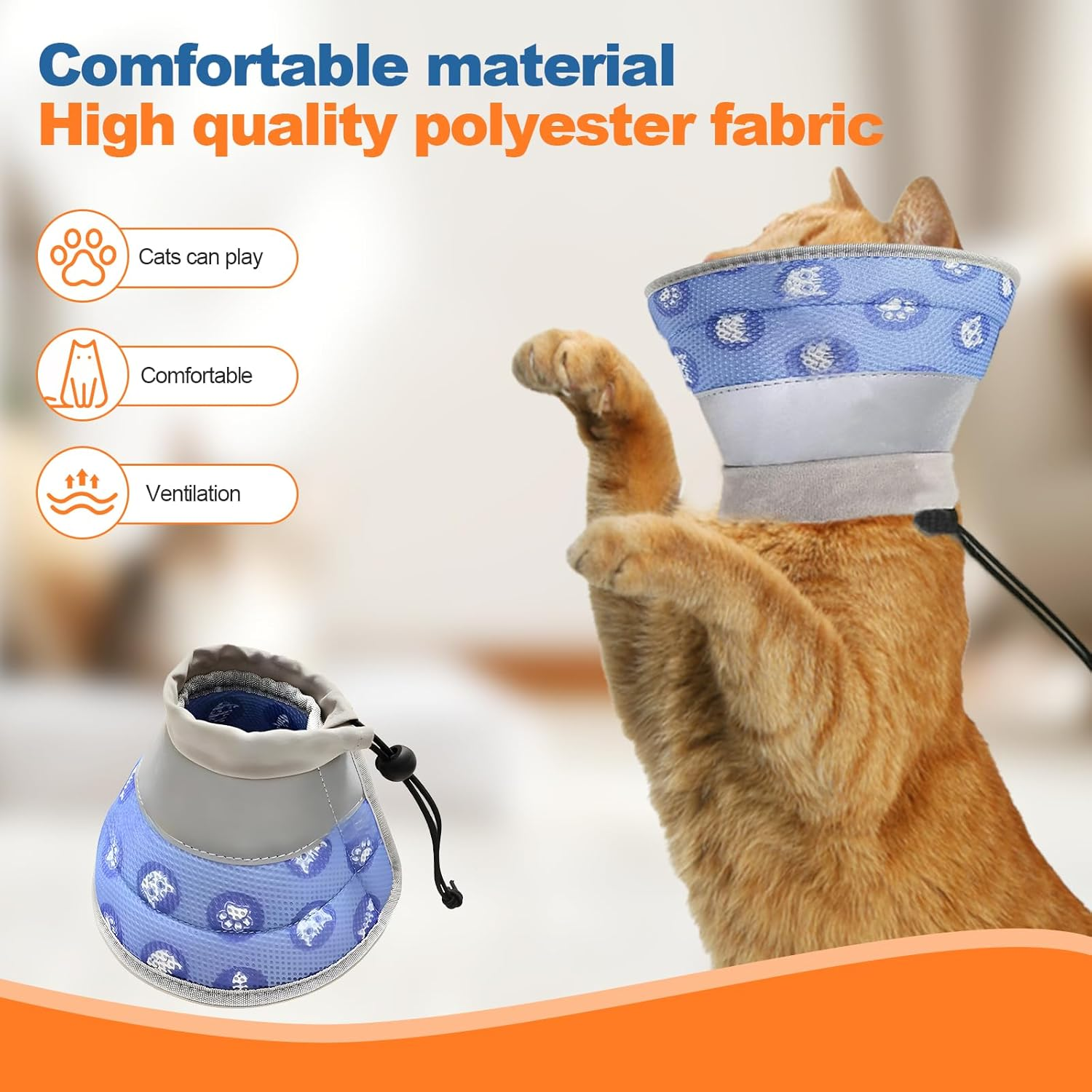 Cat Collar, Recovery Collar, Soft Collar Cone after Surgery, Protective Collar, Cat Collar, Adjustable Collar Prevents Licking Wounds, Cat Collar (Blue, S)