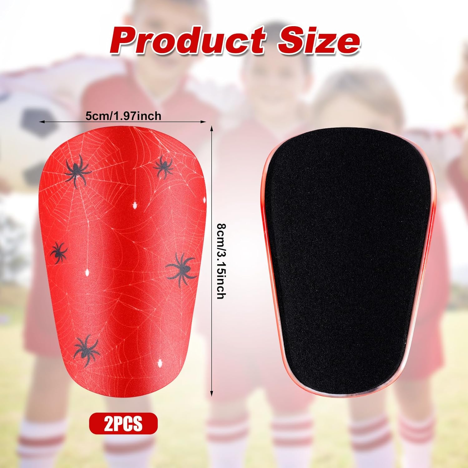 2Pcs Spider Mini Soccer Shin Guards, 3.15X1.97 Inch Extra Small Shin Guards Football Cobweb Football Shin Pads Protective Shin Guards Equipment for Teenagers Kids Adults (Style 1) image number 6