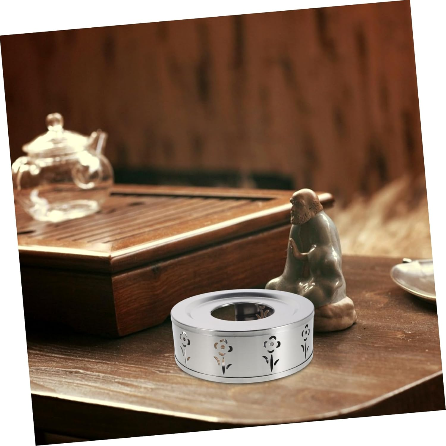 SECFOU Teapot Warmer: Tea Warmer Candle Holder Stainless Steel Tea Kettle Heater Universal Teapot Heater for Coffee Milk Espresso Water image number 4