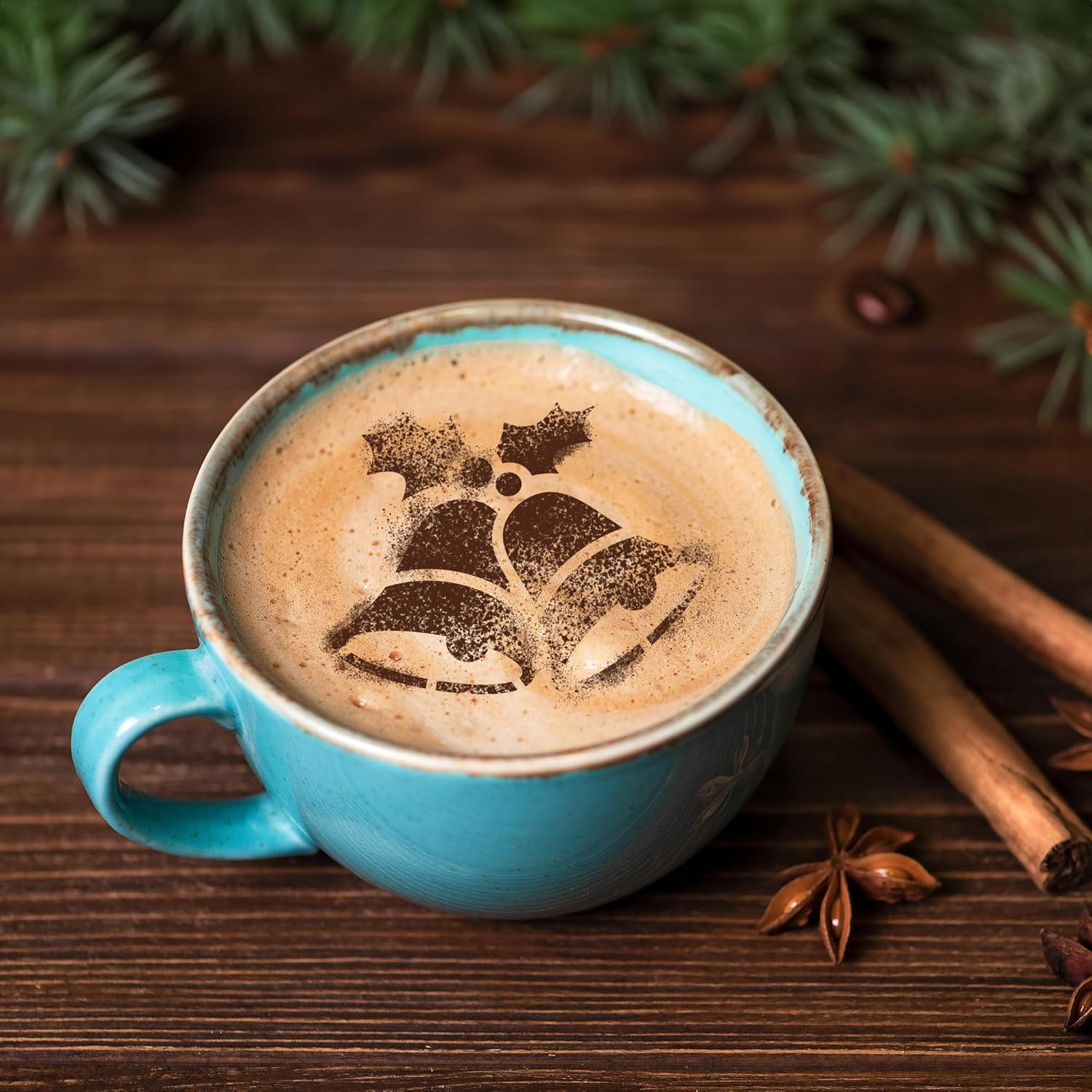 NAKLEO Coffee Cookies Decoration Reusable Plastic Baking Stencil - 7X7Cm and 11X11Cm / 2.8'X2.8' and 4.3'X4.3' - Christmas Winter Holidays - Art Craft DIY Biscuit Pastry Cake Glaze Kitchen image number 3