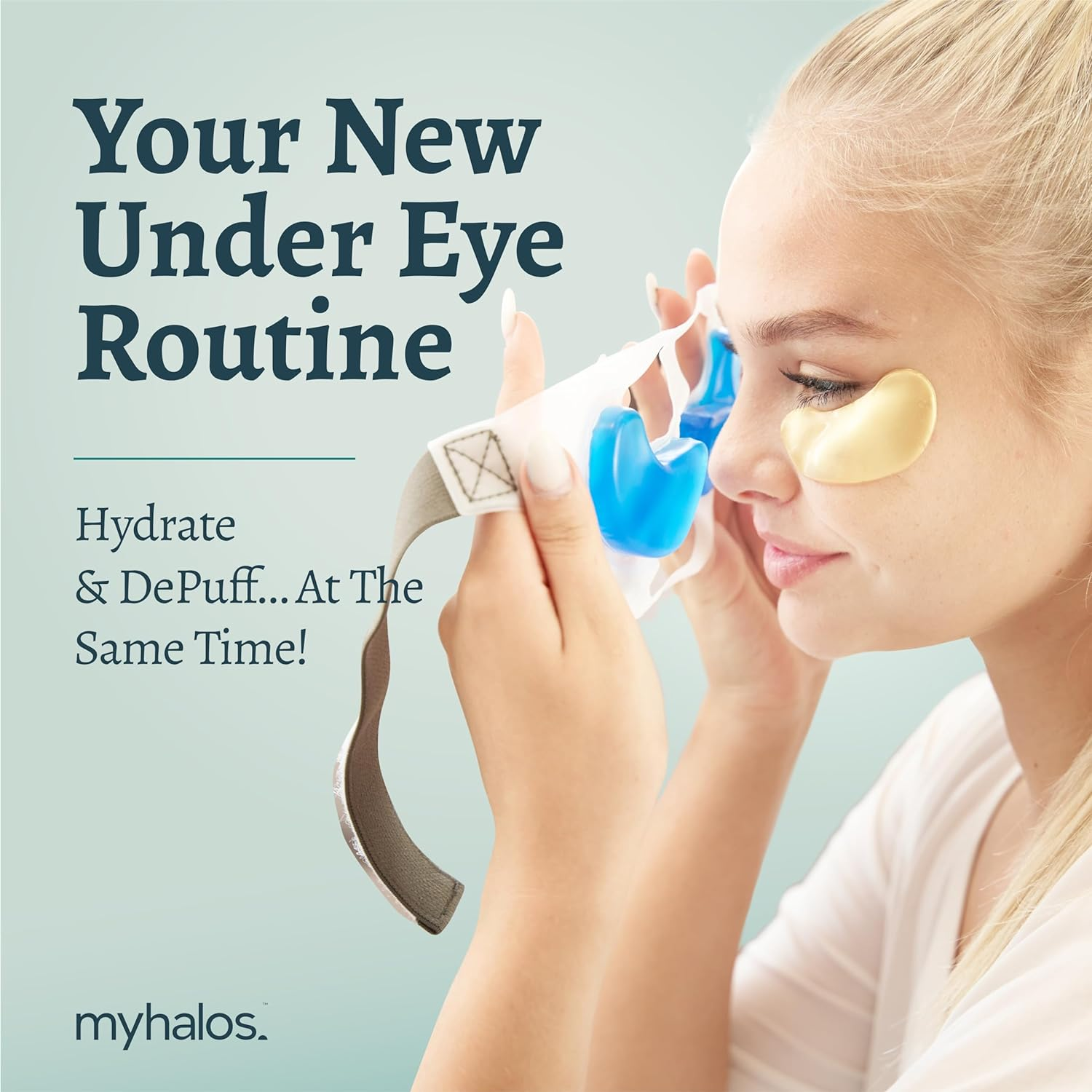 Myhalos under Eye Patches & Cooling Eye Mask Set - 24 Eye Masks for Puffy Eyes - Eye Bags Remover Kit- 24K Gold Eye Mask & Blue under Eye Gel Patches - Trending Eye Patches Skincare Routine image number 5