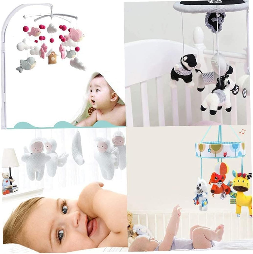 Baby Bed Mobile, Hanging Mobile with Adjustable Holder, Crib Mount, Rotatable, Light Up, White, Infants and Toddlers image number 3