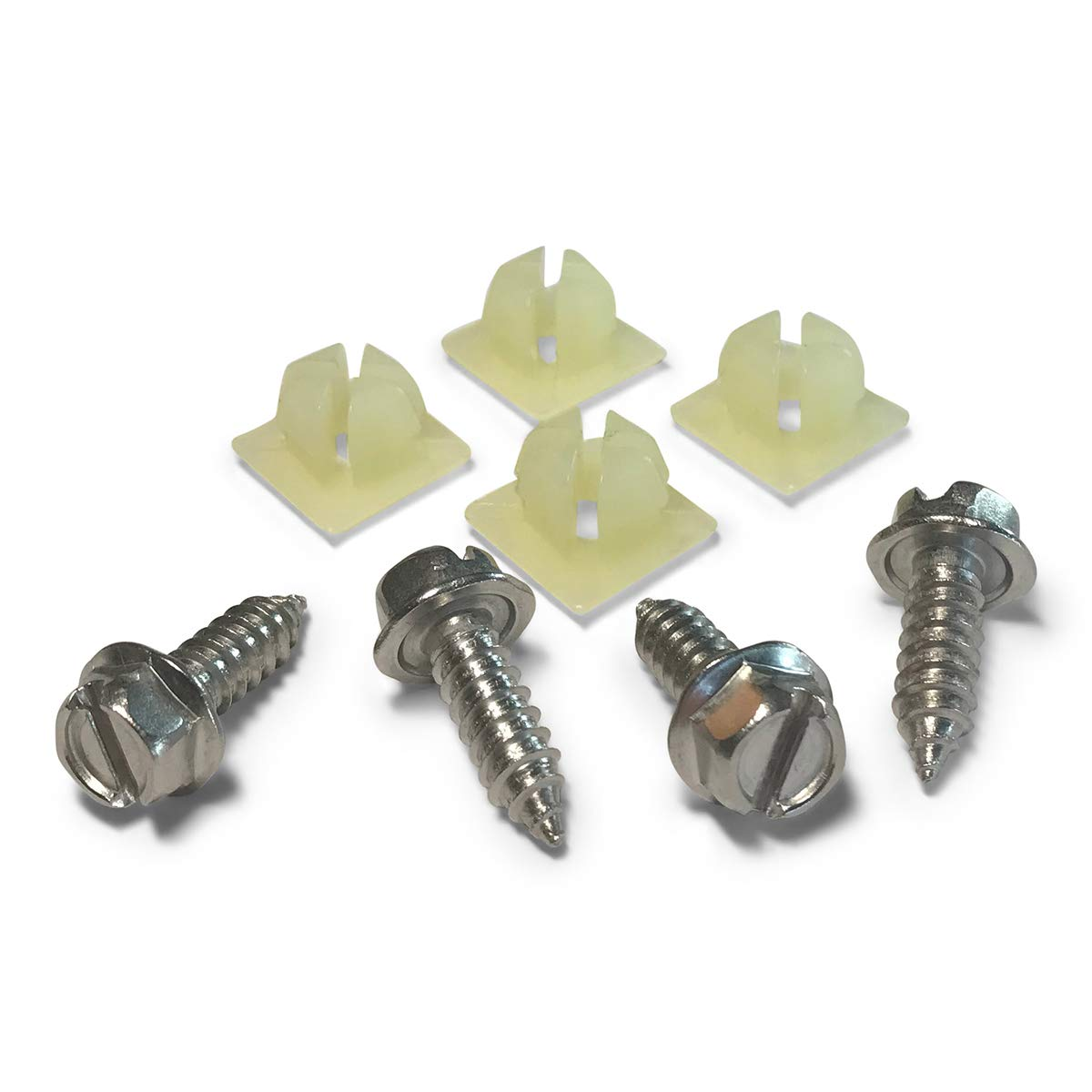 Black License Plate Screws - OE Style Fastener Kit with Nylon Inserts for Fastening License Plates, Frames, and Covers Black Zinc Plated