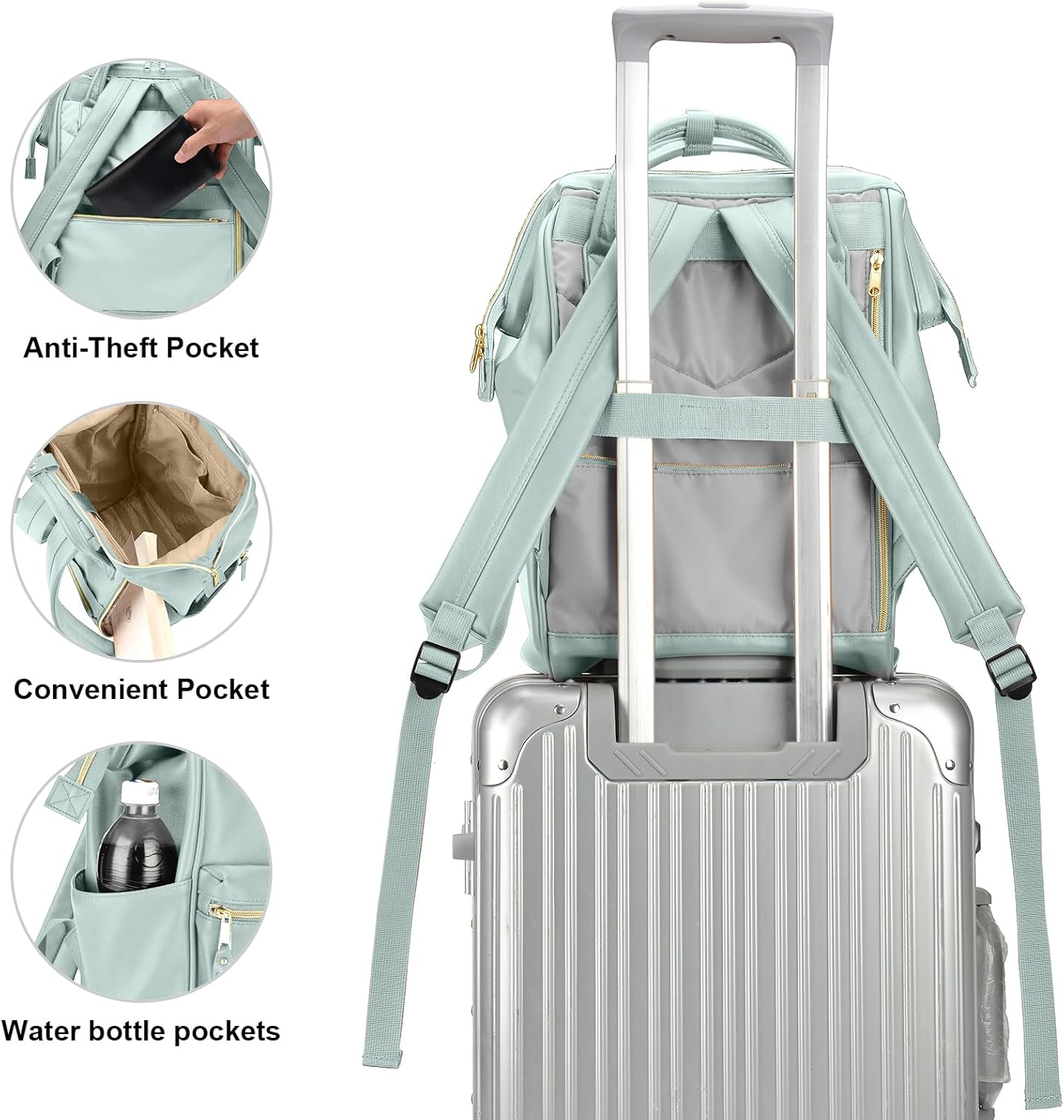 Kah&Kee Leather Backpack Diaper Bag Laptop Travel Doctor Teacher Bag for Women Man