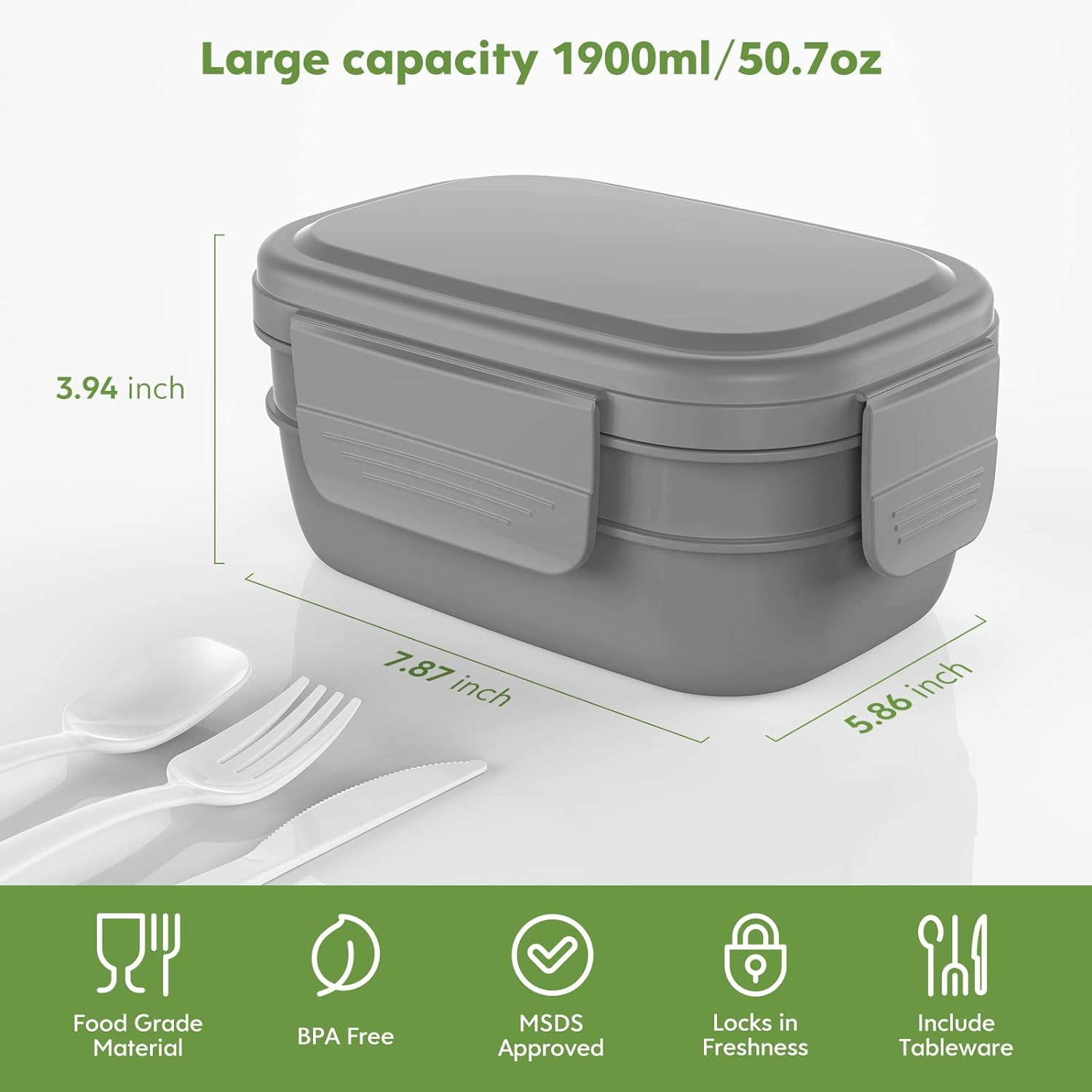 Bento Box Adult Lunch Box,3 Stackable Bento Lunch Containers for Adults/Kids, Modern Minimalist Design Bento Box with Utensil Set, Leak-Proof Lunchbox Bento Box for Dining Out, Work, Picnic, School image number 3