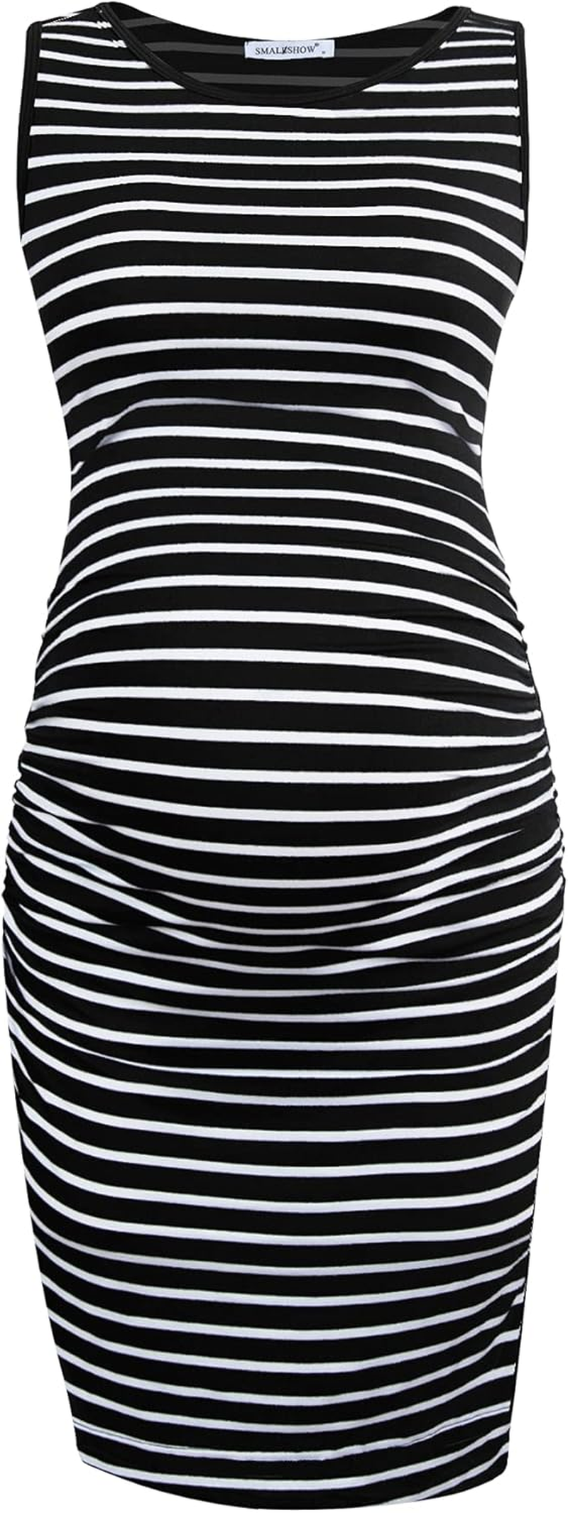 Smallshow Women'S Sleeveless Maternity Dress Ruched Pregnancy Clothes