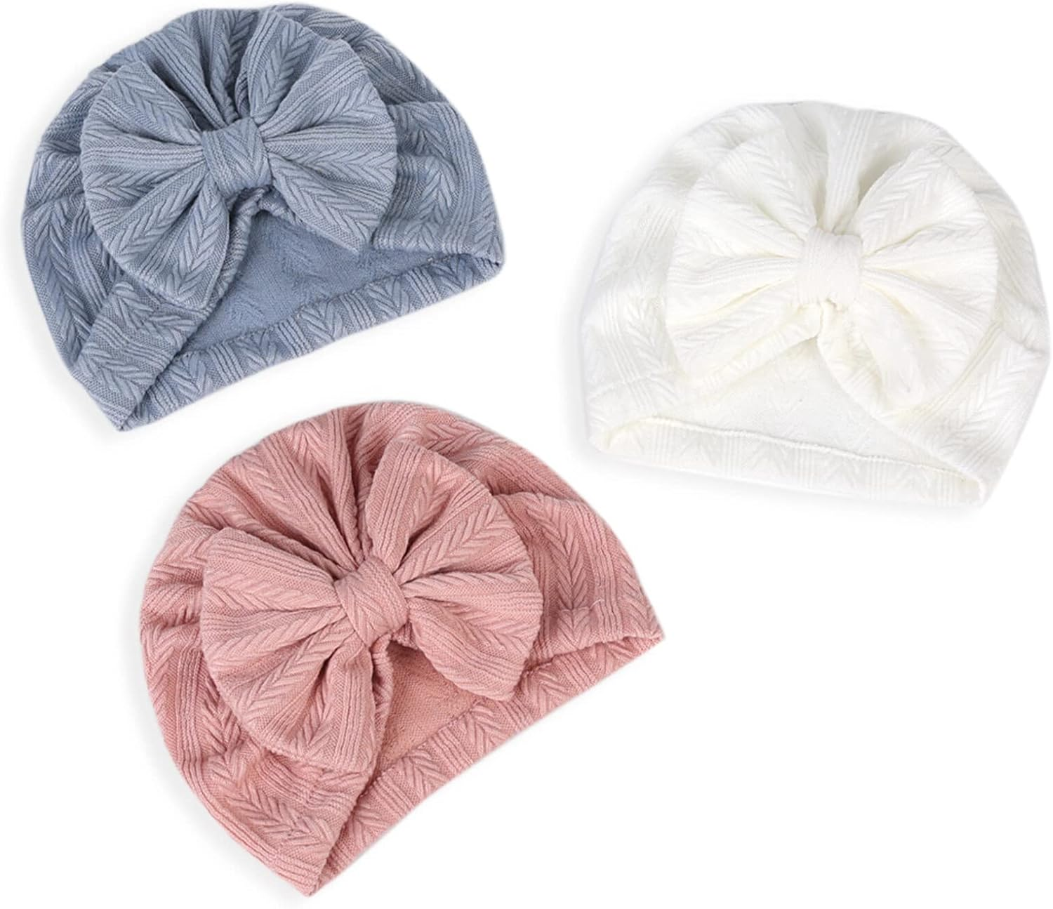 SEAUR Newborn Baby Girls' Turban Hats Cotton Bow Beanie Spring Toddlers Kids Headwraps Infant Caps 6 Pack Type-01 image number 1