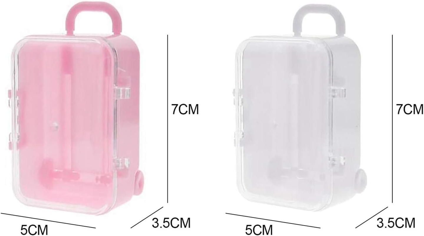 Mellisso 2X White/Pink Mini Roller Travel Suitcase Candy Box Personality Wedding Candy Box Luggage Trolley Case Candy Toy Small Storage Box image number 5