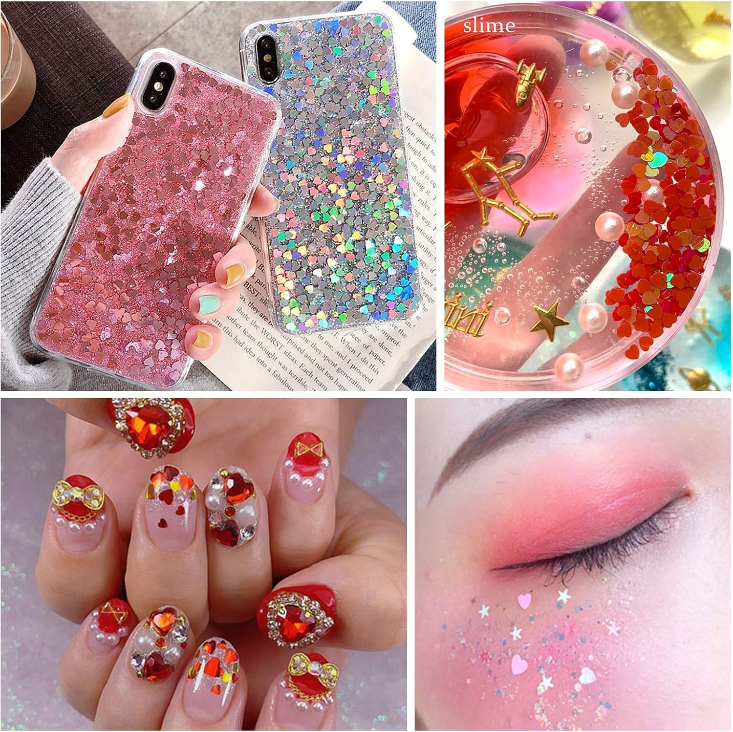 EBANKU Holographic Heart Shaped Nail Art Sequins, 36 Colors, DIY Craft & Makeup Effects image number 3
