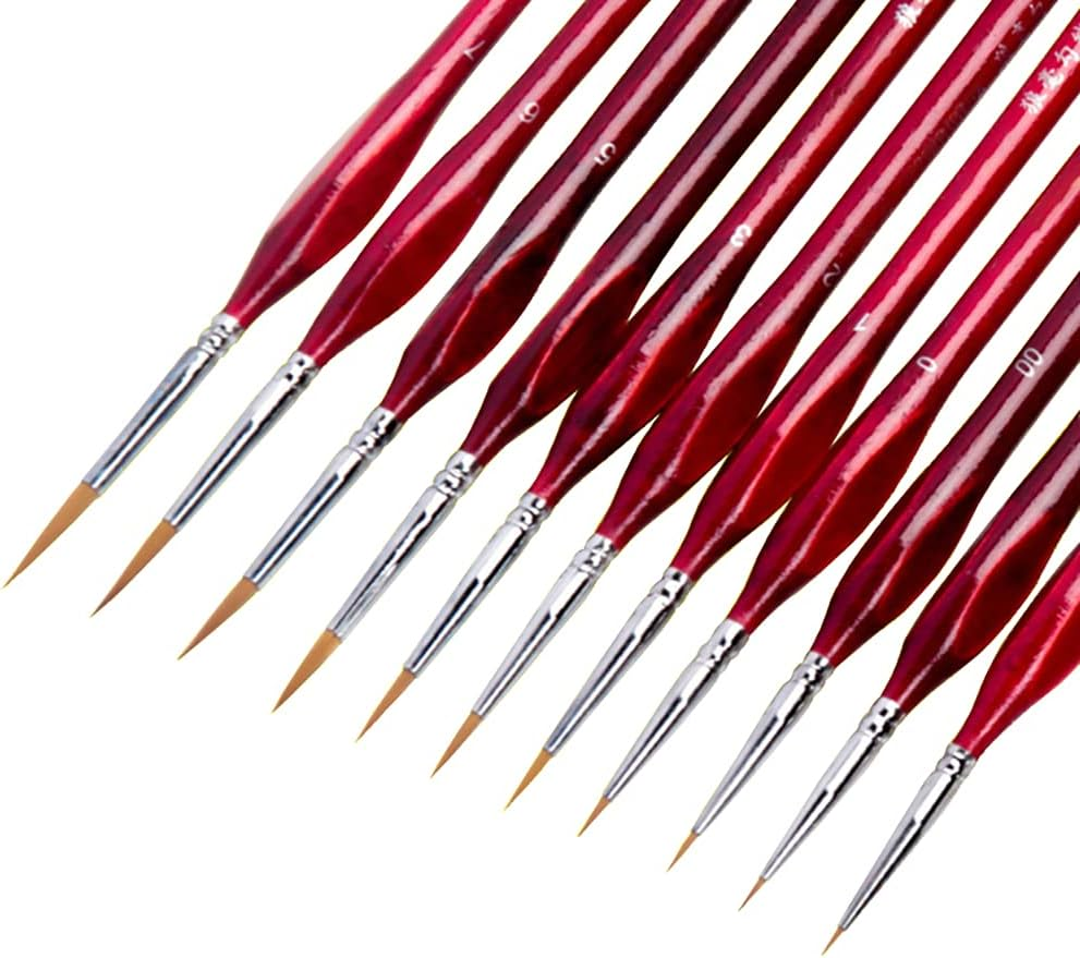 Weasel Hair Triangle Birch Rod Fine Nail Art Students Special Line Drawing Gouache Color Stroke Oil Brush 4Colors Hook Line Pen (Black)