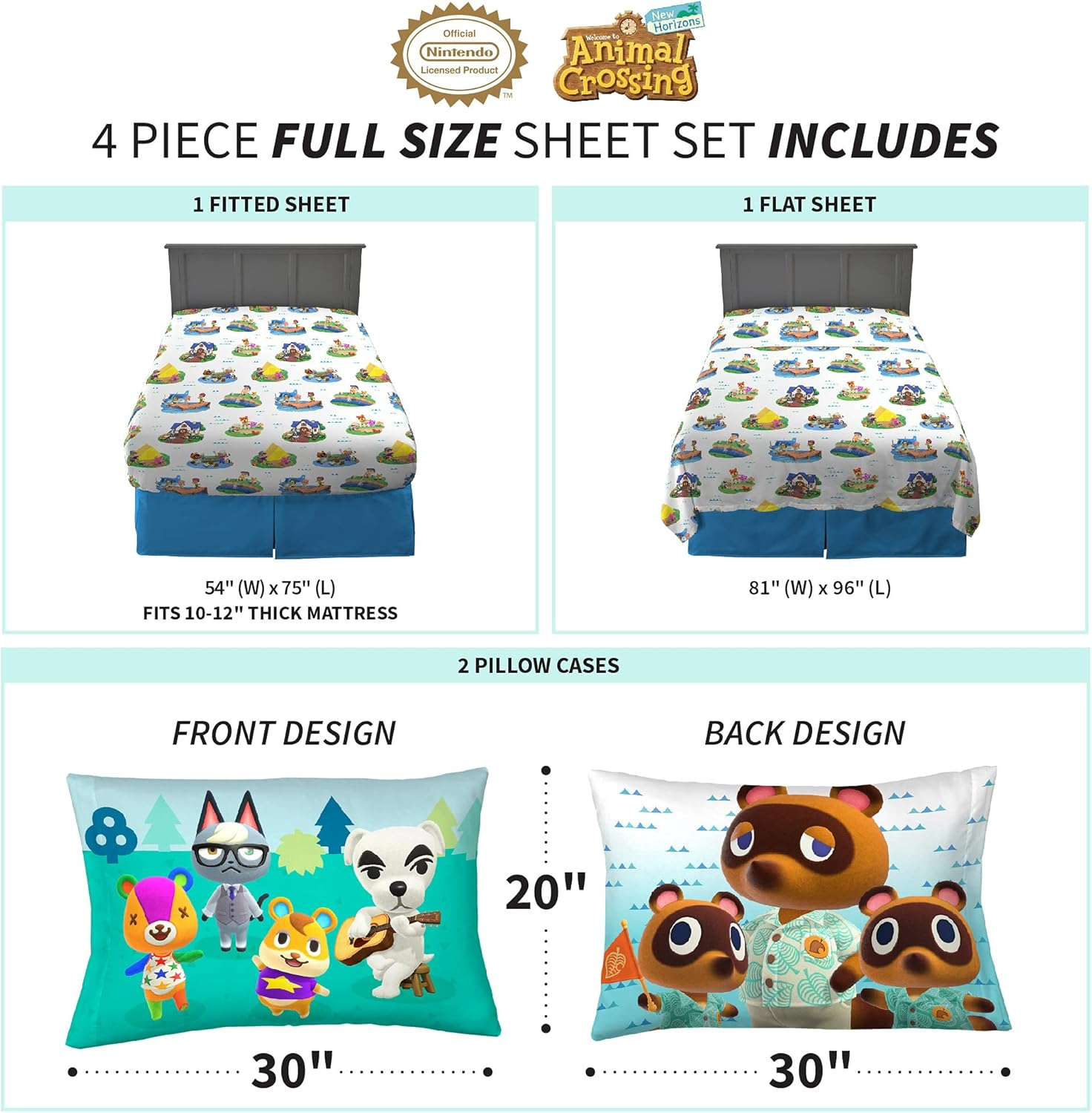 Franco Kids Bedding Super Soft Sheet Set, Full, Animal Crossing image number 2