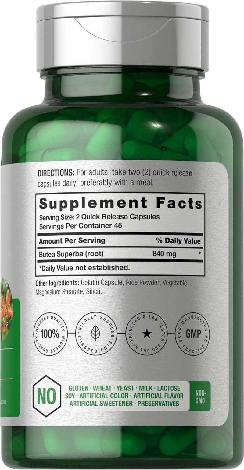 Butea Superba Root 840Mg | 90 Capsules | Male Performance Supplement | Non GMO, Gluten Free Supplement | by Horbaach image number 2