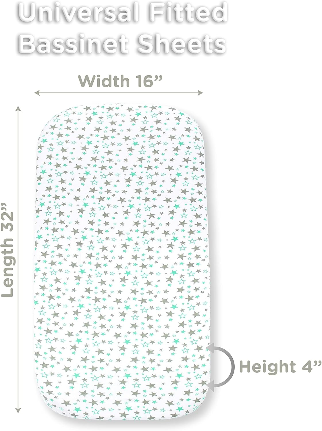 Baby Bassinet Sheet Set for Girl, 3 Pack, Universal Fitted for Oval, Hourglass & Rectangle Bassinet Mattress, Fitted Sheets Size 32 X 16 X 4 Inches image number 5