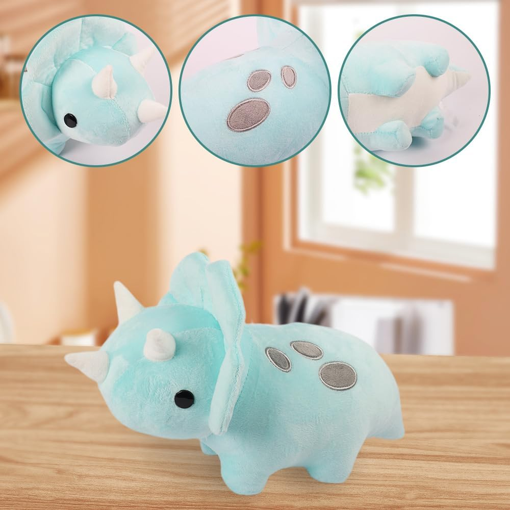 11.8 Inch Dinosaur Plush Triceratops Toy, Soft Sky Blue Plush Dinosaur Doll Plush Toy Suitable for Children, Girls, Boys image number 1