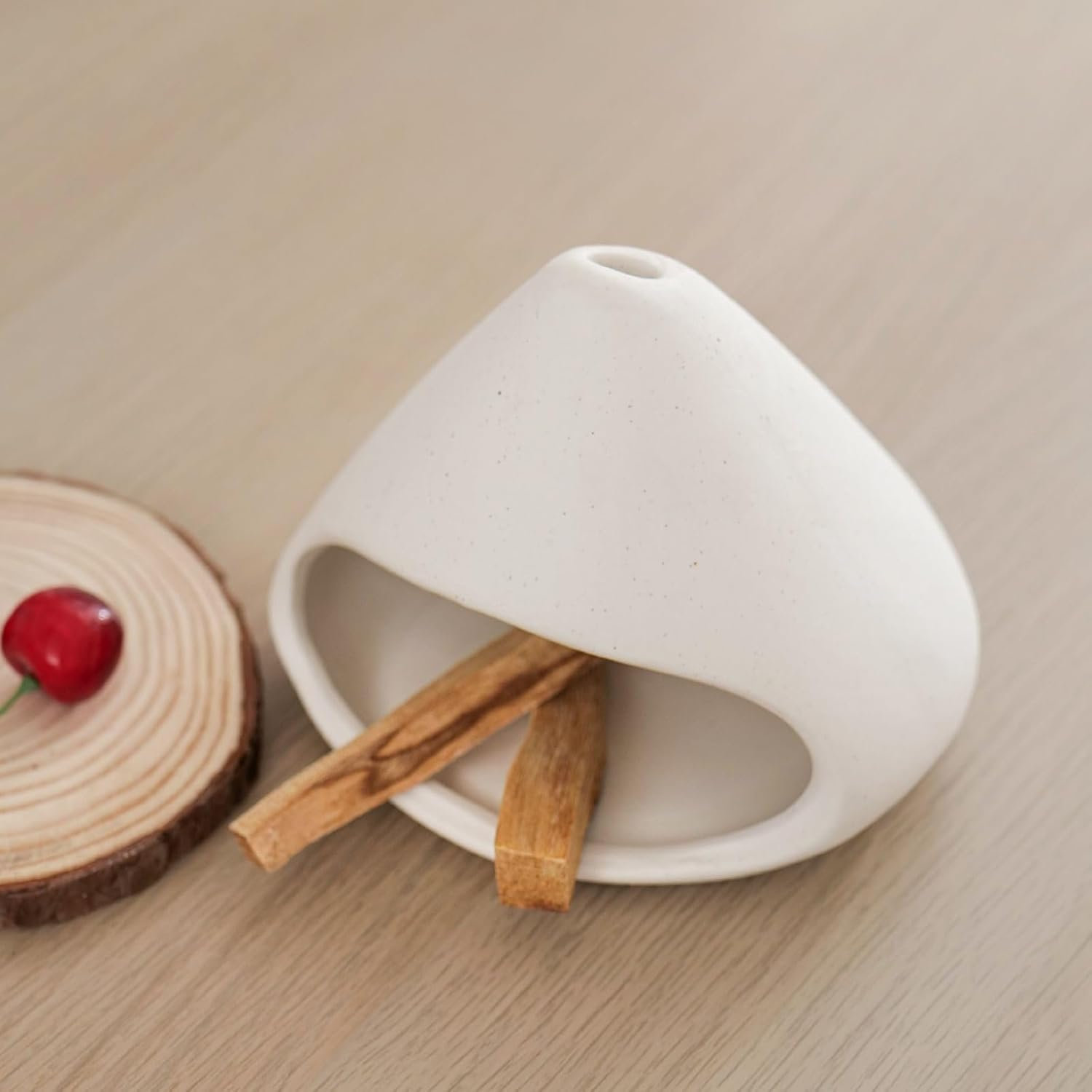 Mrmrkura Ceramic Incense Burner Holder for Palo Santo Sticks, Sage, Incense Sticks - White image number 3