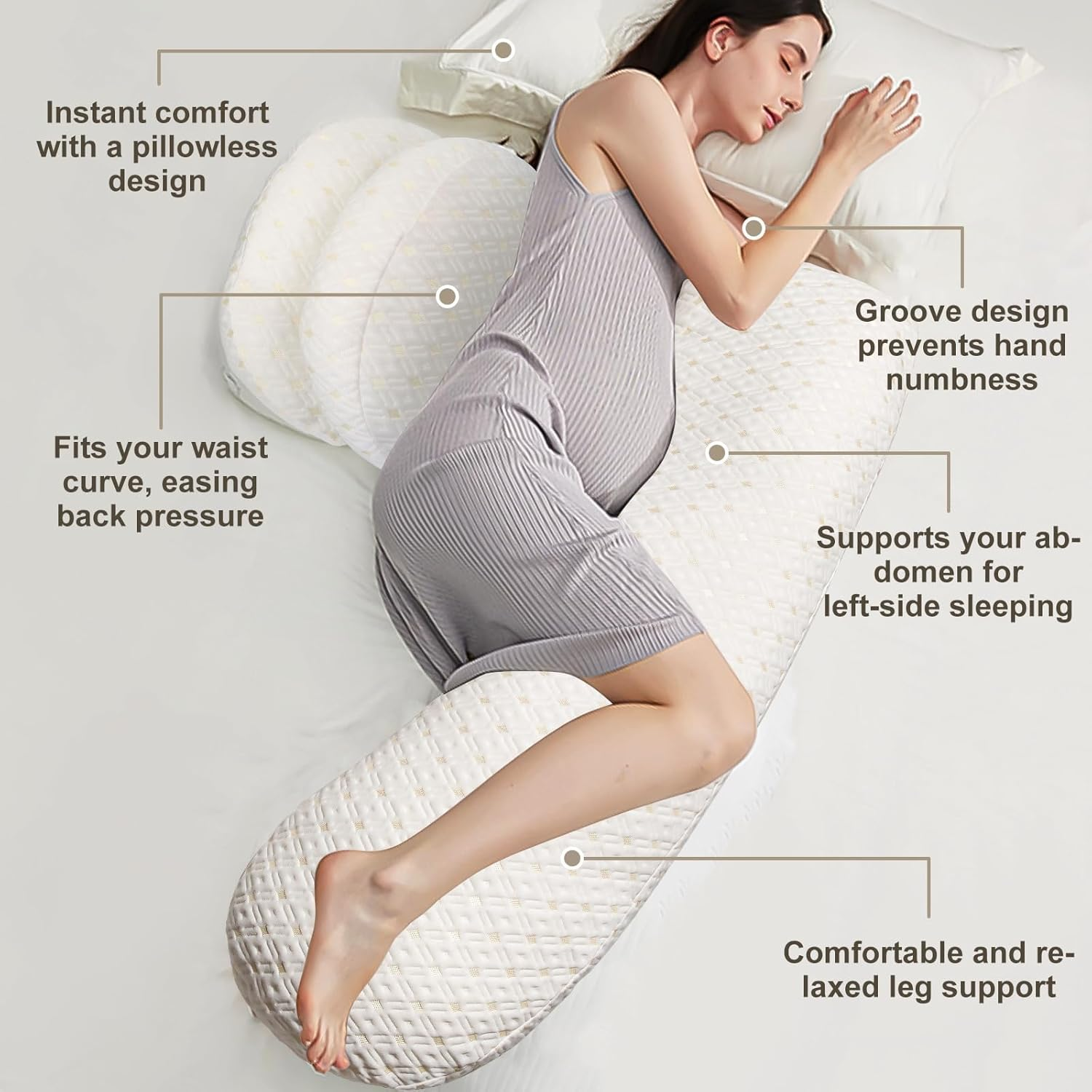 LEFAFA Pregnancy Pillows for Sleeping, Breathable Skin Friendly Maternity Pillow with Adjustable and Removable Cover, Support for Back, Legs, and Belly of Pregnant Women image number 5