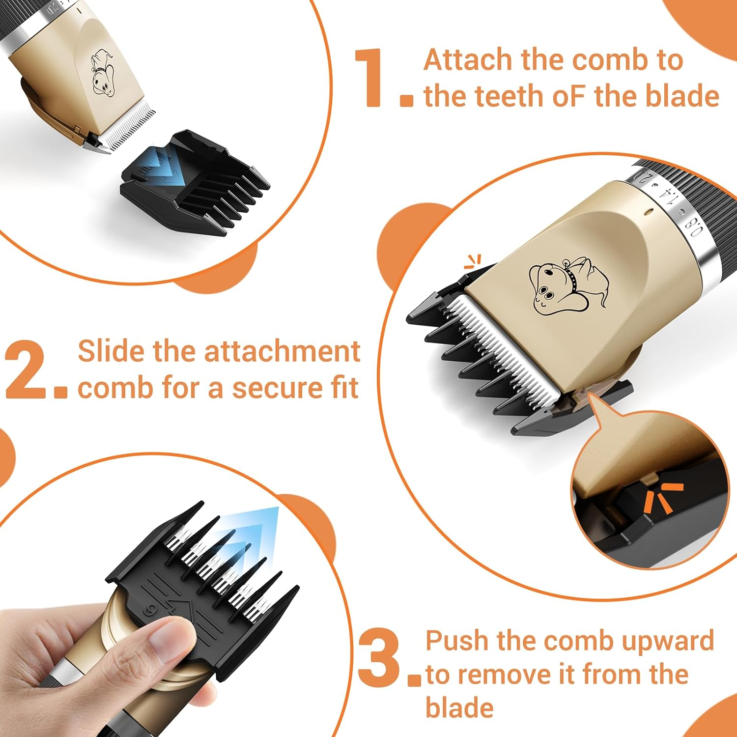 Sminiker Professional Rechargeable Cordless Dogs and Cats Grooming Clippers - Professional Pet Hair Clippers with Comb Guides for Dogs Cats and Other House Animalspet Grooming Kit image number 1