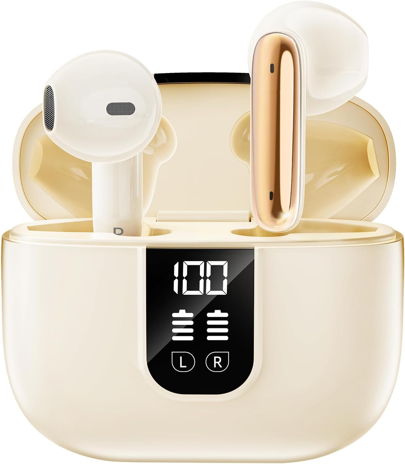 Bluetooth Headphones, Wireless Bluetooth 5.4, In-Ear Headphones with 6 Mic, ENC Noise Cancelling, Earbuds Deep Bass, Lightweight, 35 Hours/Ip7 Water-Repellent/Led Display, Earphones for Everyday Use