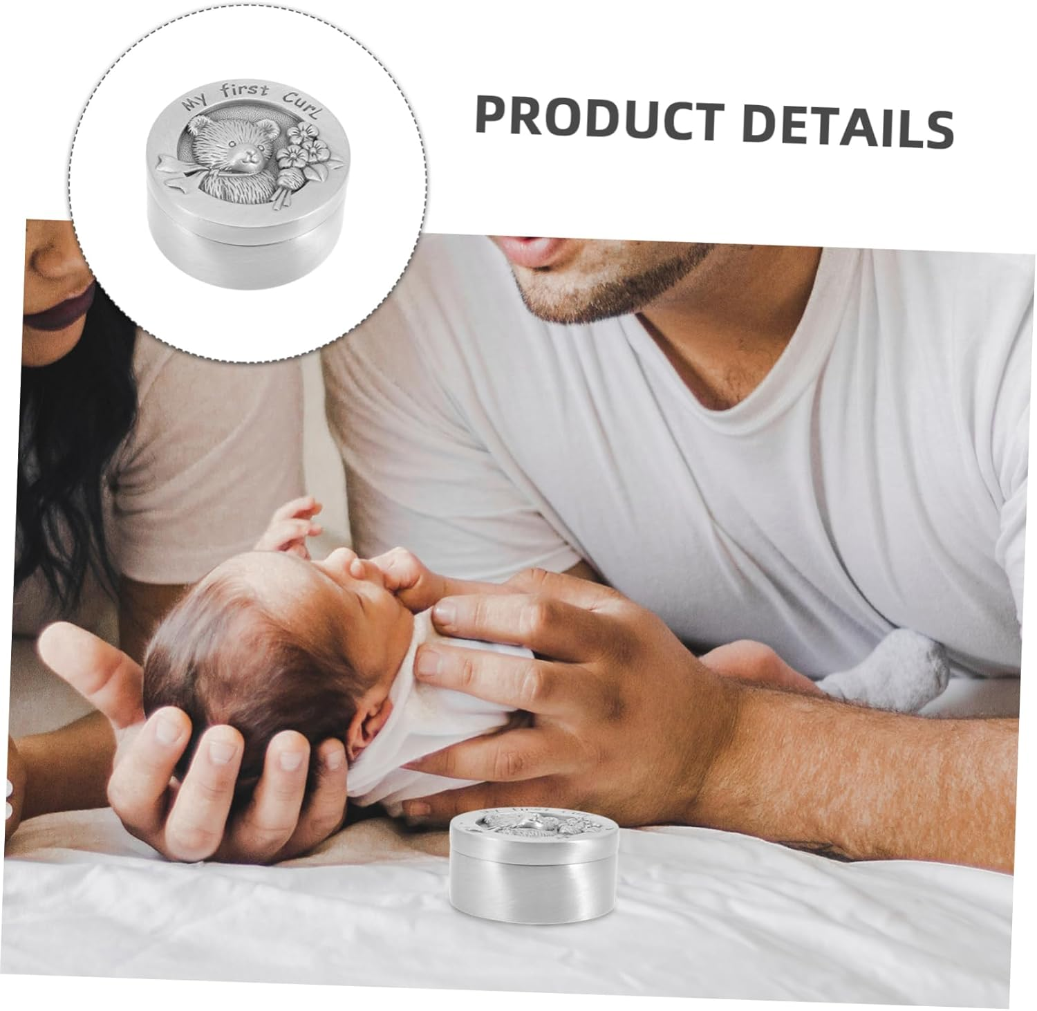 Baby First Curl Keepsake Box Metal Hair Storage Container for Newborns Boys and Girls My First Curl Tin Color Infant Hair Saver image number 6