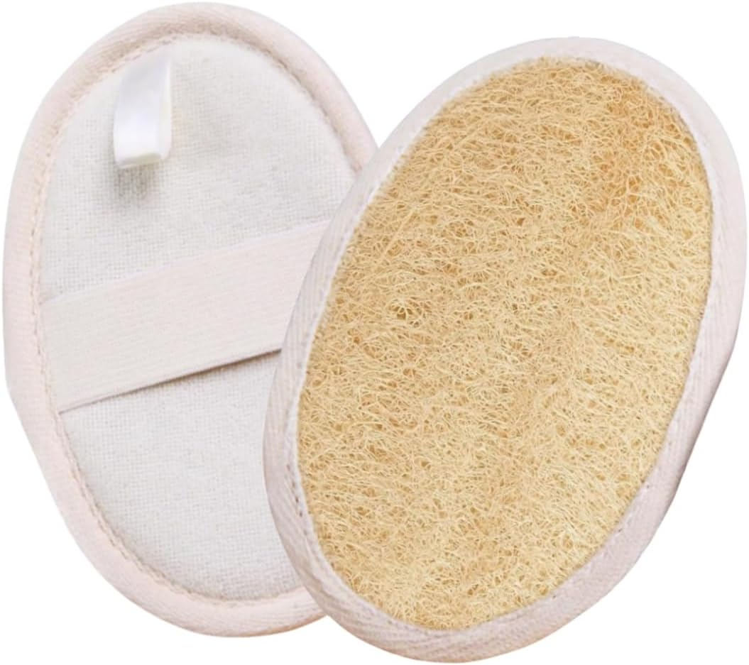 2 PCS Vegan Exfoliating Loofah Sponge Pads,Natural Loofah Pad Exfoliating Body Scrubber,Durable Gentle Terry Towel Cloth,Clean Your Body Face & Back While an Washcloth Removes Oils image number 2