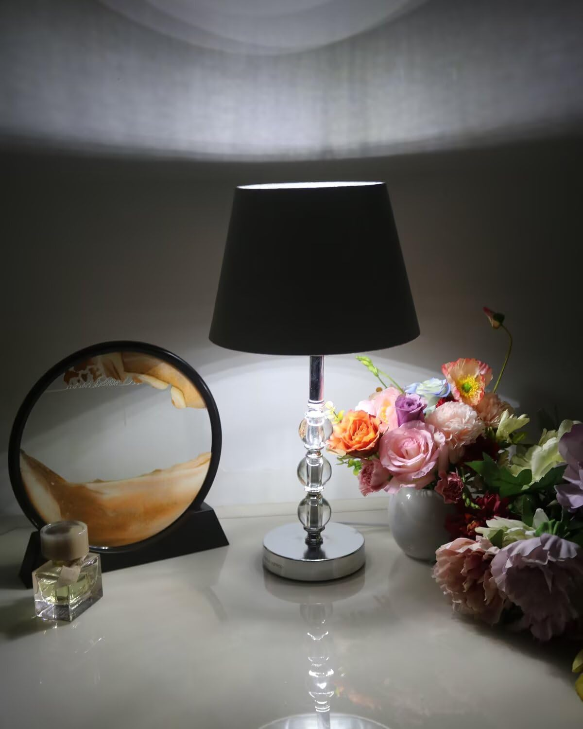 Sinta 2 Pcs 9" Lamp Shade Modern Tapered Replacement Grey Fabric Simple Style Light Shade with Silver Lining for E27/E14 Table Lamp/Wall Lamp image number 4