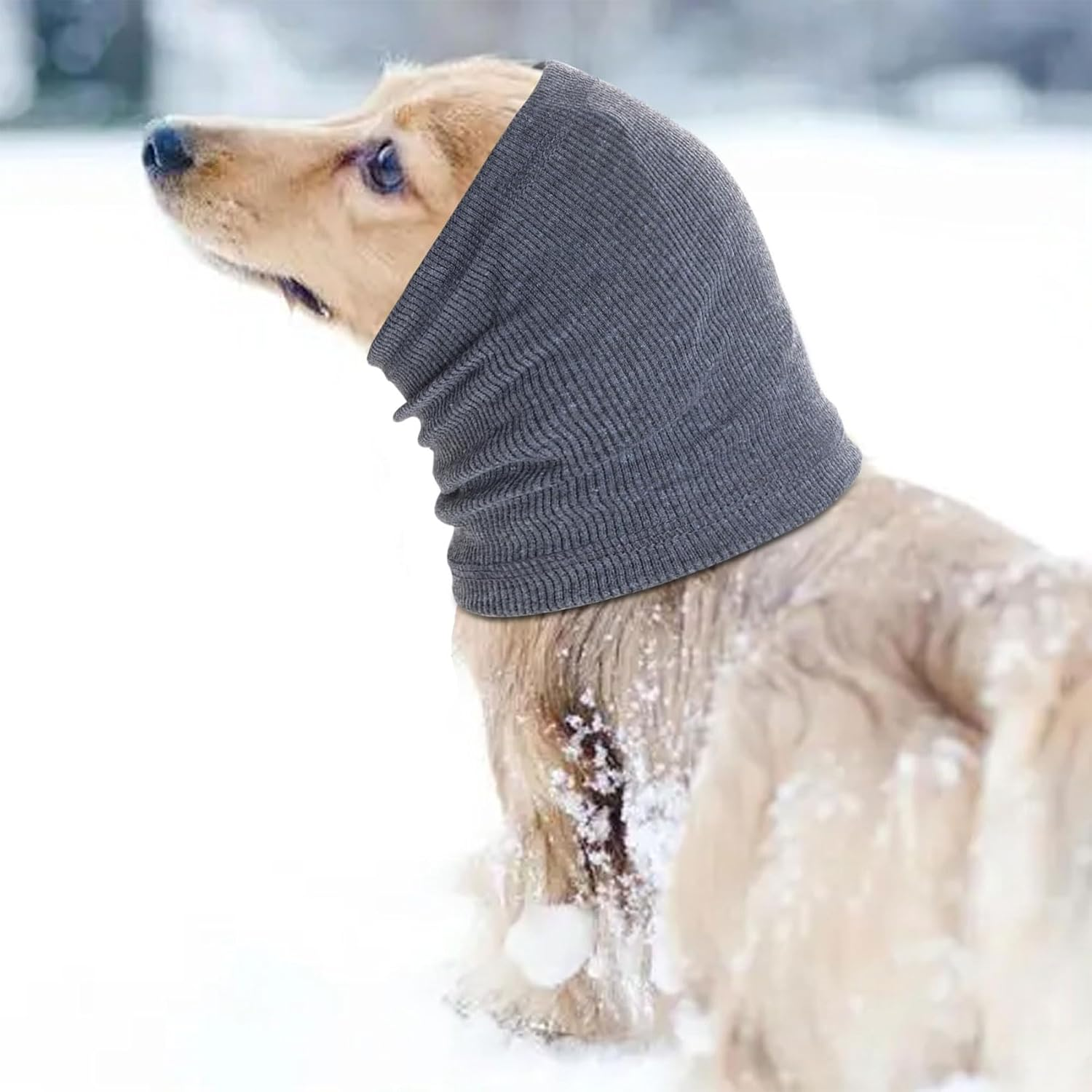 YIYUIUR Dog Ear Muffs Noise Protection Covers Dog Calming Hoodie for Grooming and Force Drying, Comfort Hoodie for Anxiety (Grey, L) image number 1