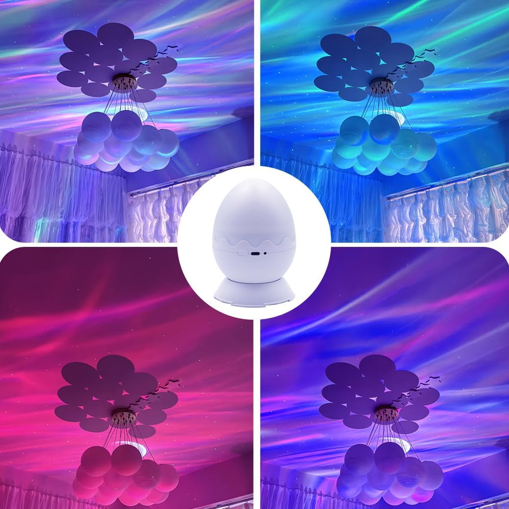 Whole Room Coverage Area Northern Lights Projector Galaxy Aurora 8 Effects Combinations with Night Light Egg Cover for Bedroom Light Sleep image number 4