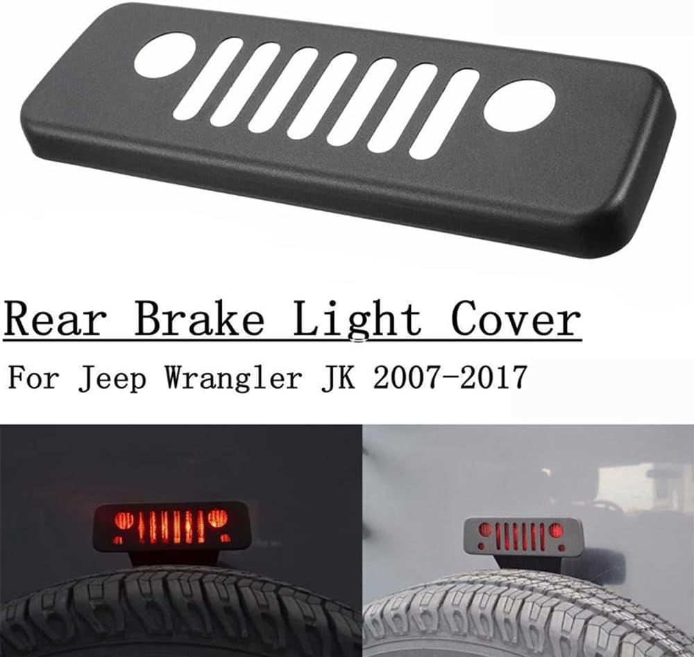 Rear Brake Light Cover, ABS Rear High-Mount Grille Light Protector Trim, Compatible for Jeep Wrangler JK 2007-2017,Automobile Accessories(Black) image number 3