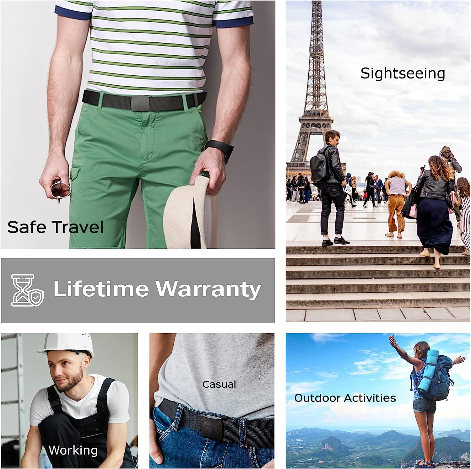 Travel Security Belt with Hidden Money Pocket - Cashsafe Anti-Theft Wallet - Non-Metal Buckle by Roomierlife image number 2