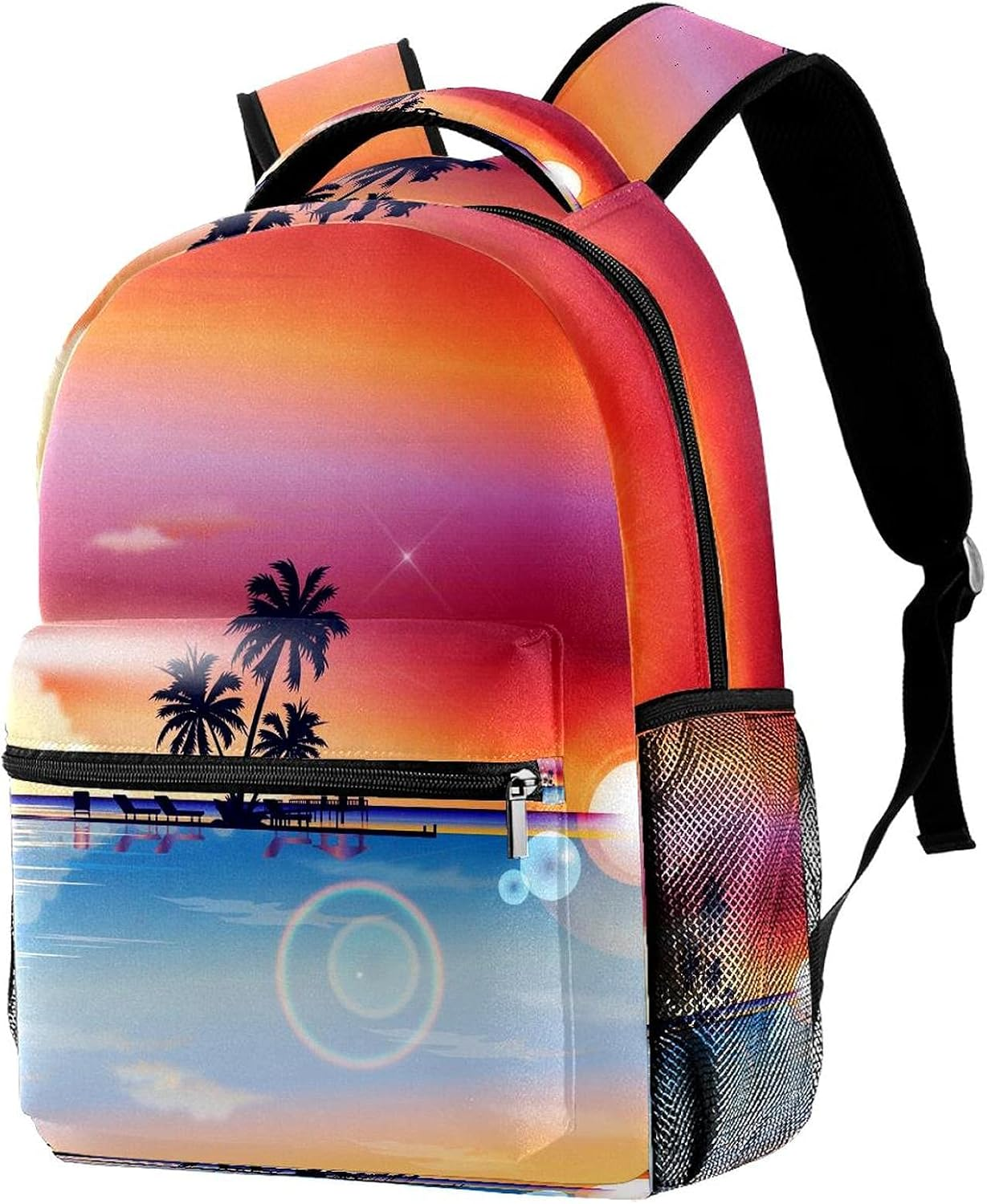 Beach Sea Palm Trees Coconut Water Backpack Students Shoulder Bags Travel Bag College School Tote Backpacks image number 3