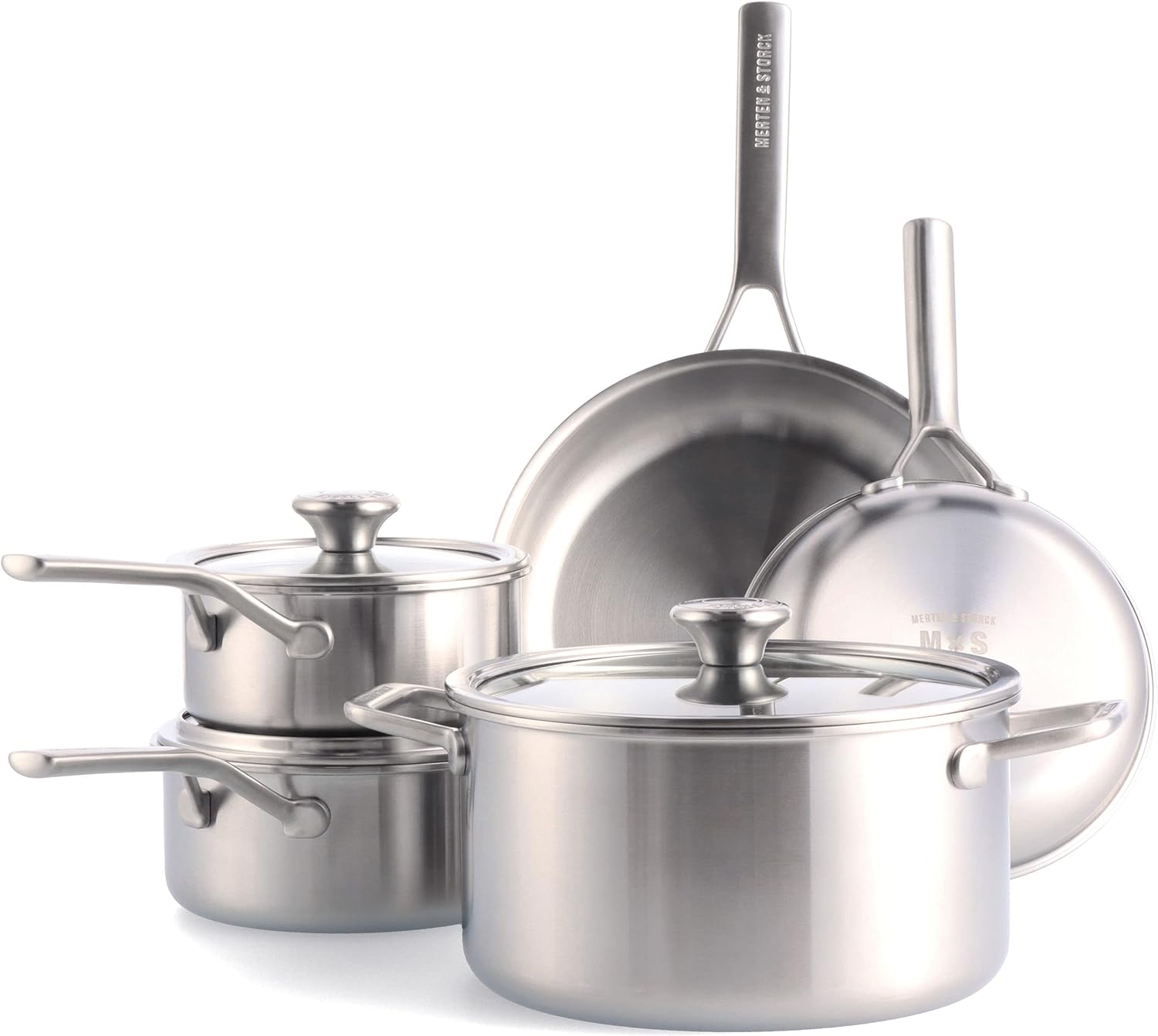 Merten & Storck Tri-Ply Stainless Steel Induction 8 Piece Cookware Pots and Pans Set, Multi Clad, Oven Safe, Silver image number 1
