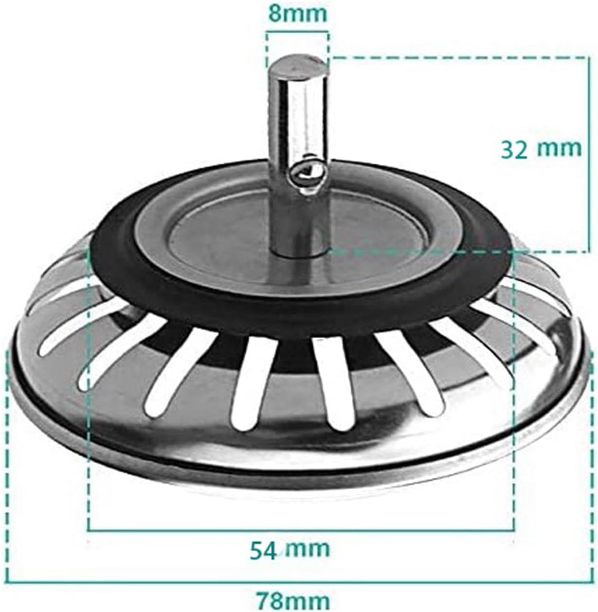 Lxcshljx 2 Pcs Sink Strainer Plug, Kitchen Sink Waste Plug, 78Mm Diameter Sink Drain Stopper Basket, 304 Stainless Steel Sink Filter for Kitchen Bathroom Sinks image number 6