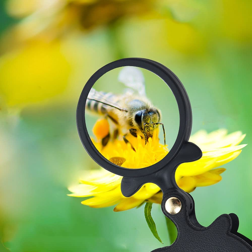Meichoon 2Pcs 10X Mini Magnifying Glass,Small Pocket Folding Magnifier with Rotating Protective Holster for Reading Newspapers/Books/Magazines,Science,Jewelry,Hobbies(Black+Blue) image number 4