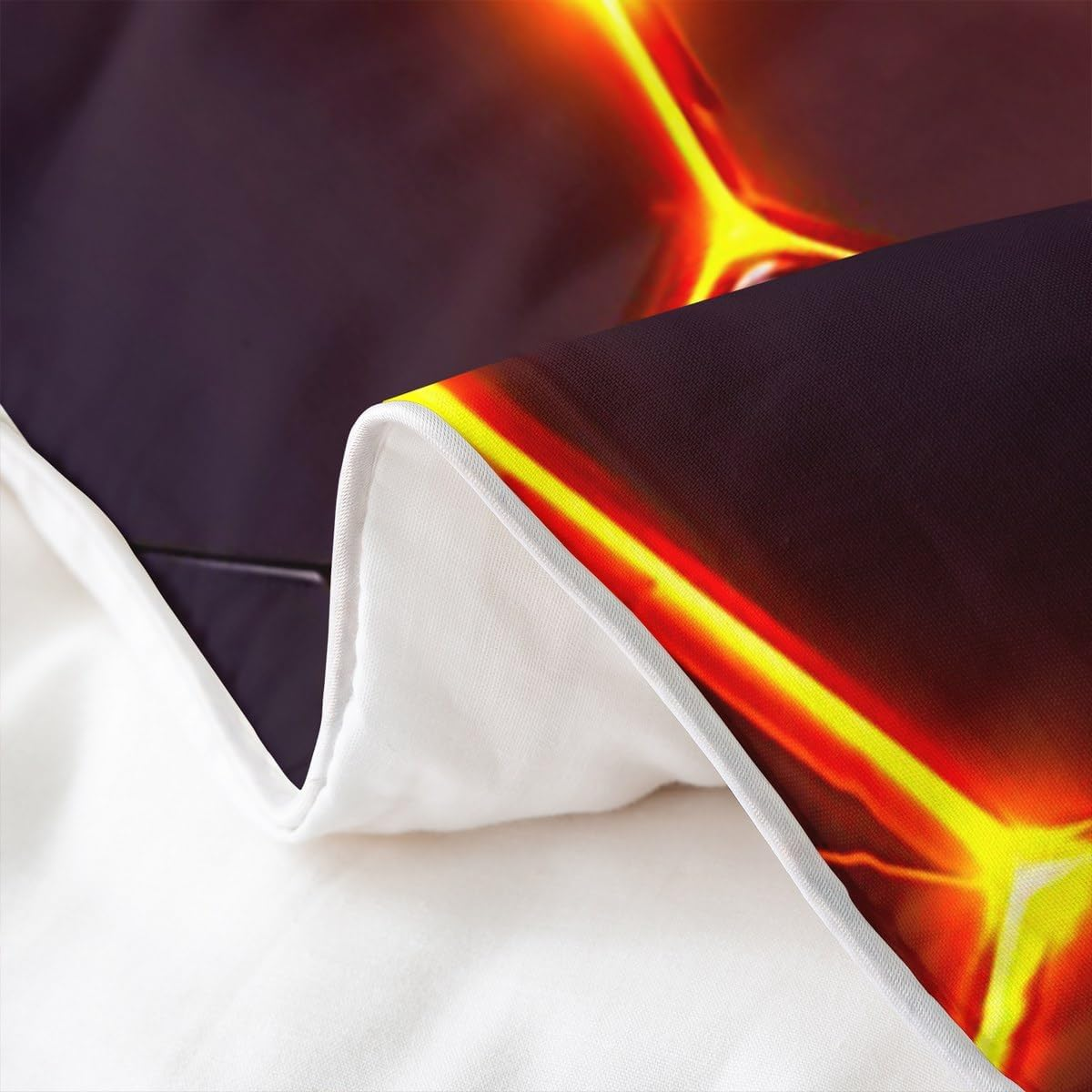 Neon Hexagon 100% Cotton Duvet Cover for Children, Geometry Print Comforter Cover 135 X 200, Black Beehive Bedding Set, Geometric Square Bed Linen Cover with 1 Pillowcase Lightweight image number 3