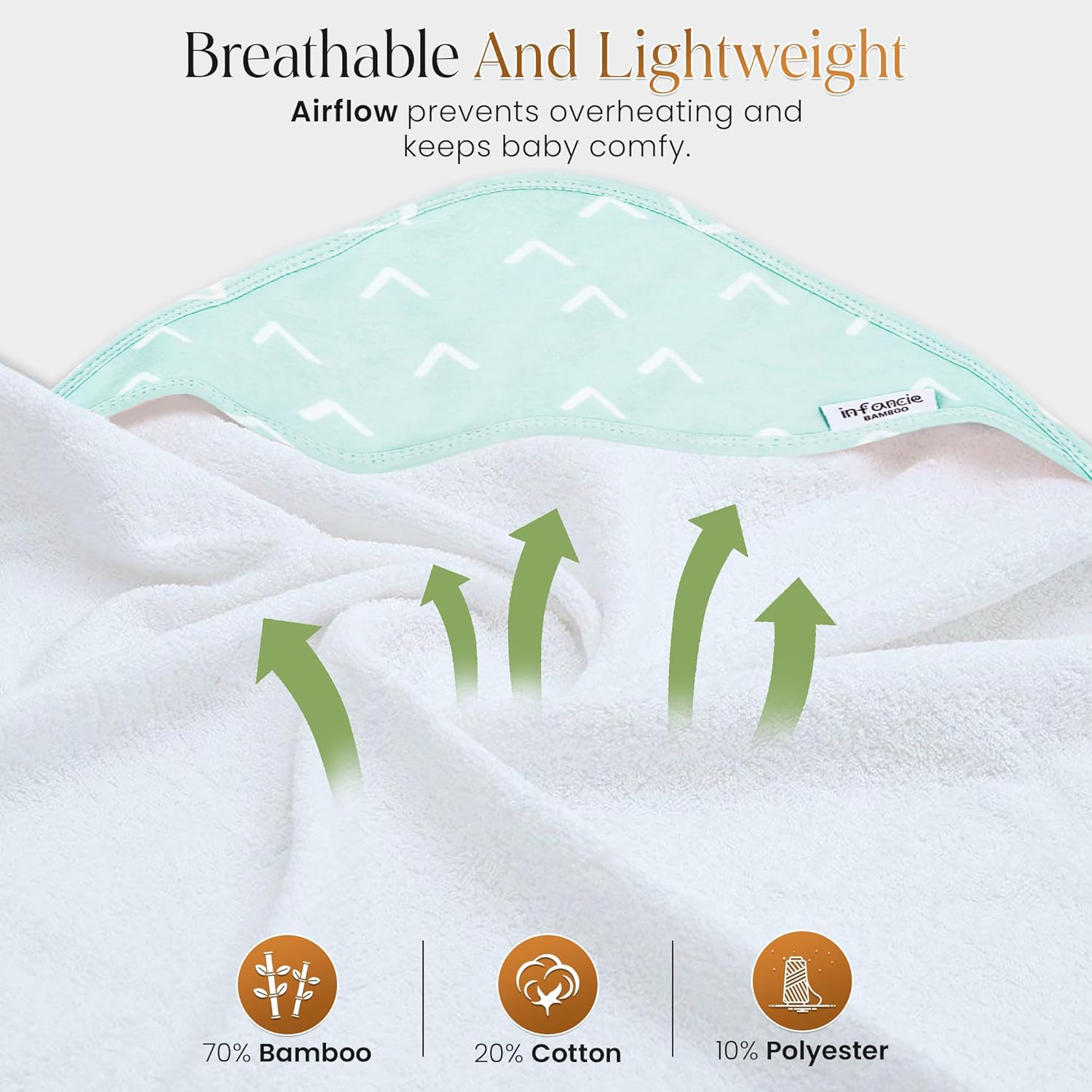 Baby Orgainc Hooded Towel, Premium Bamboo Infant, 2-Pack, 75X75 Cm, Soft Newborn Bath with Hood for Baby Girls & Boys (Seafoam Green/Baby Blue) - Pink/Peach image number 5