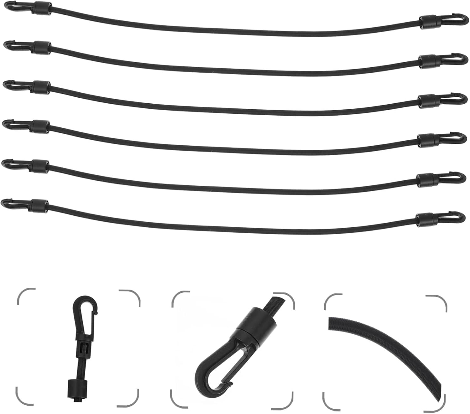 INOOMP Elastic Auto Luggage Bundling Straps with Hooks 4Pcs, Stretchy Cargo Fixing Tie Belts for Camping and Travel Accessories image number 2