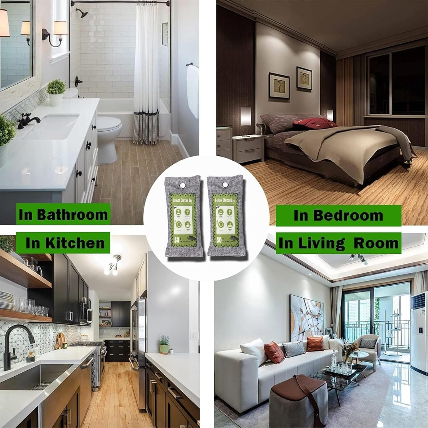 Bamboo Charcoal Air Purifying Bags, 16 Pack(16&times;50G), Charcoal Bags Odour Eliminator, Nature Fresher Charcoal Odor Absorber Bags, Charcoal Odor Absorber for Home, Car, Closet, Shoes, Car image number 6