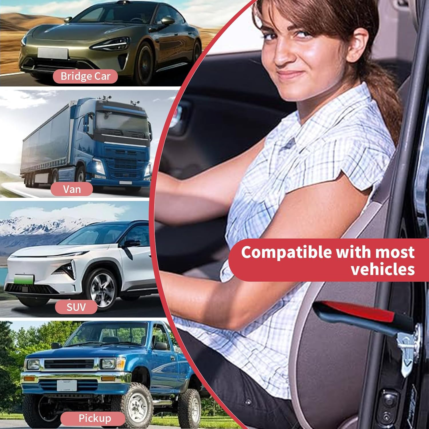 2 Pack Portable Vehicle Support Handle Assist, Multifunction Auto Vehicle Support Handle Insert Door Latch Car Handle for Getting in and Out of Car, Window Breaker Standing Mobility Aid for Car (Blue) image number 2