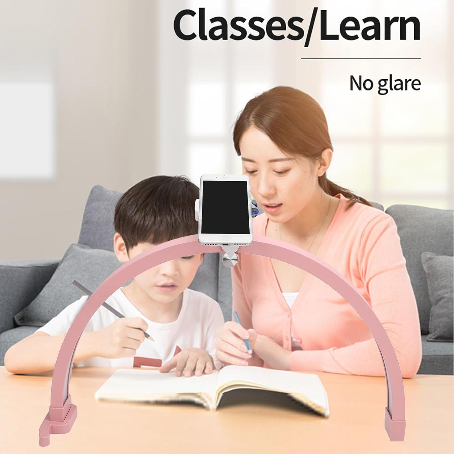 Half Moon Nail Desk Lamp, 22 Inch 20W 1500LM 3200 to 5600K Foldable Half Moon Light for Nail Desk with Phone Holder Touch Control LED Lash Light for Eyelash Extensions Tattoo (AU) image number 6