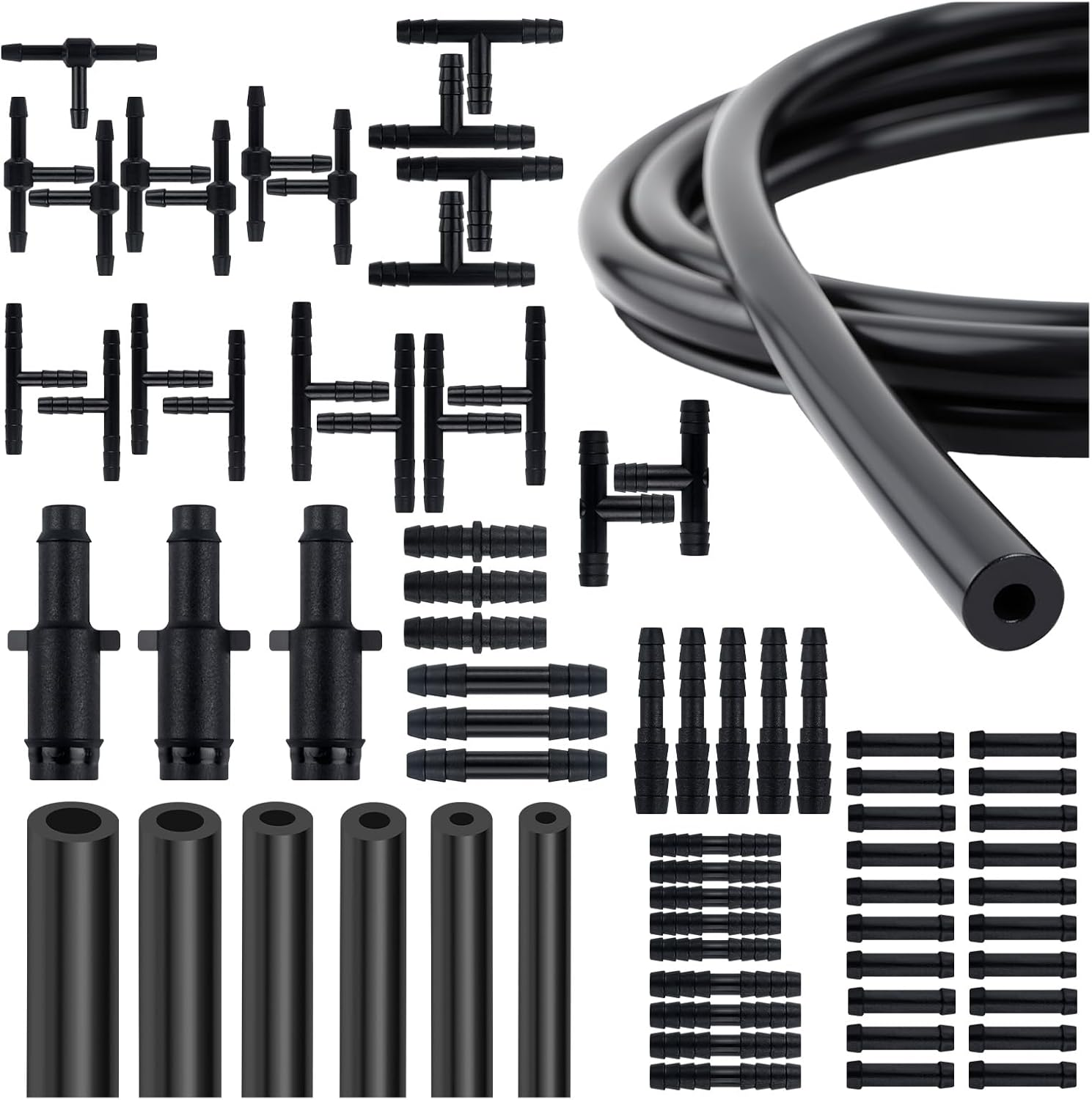 6PCS 5Ft Silicone Vacuum Hose Kit with 64PCS Connectors,100Psi Vacuum Hose Automotive Parts Include 1/8" 5/32" 3/16" 1/4" 5/16" 3/8" Id,Silicone Tubing for Auto Line Replacement image number 2