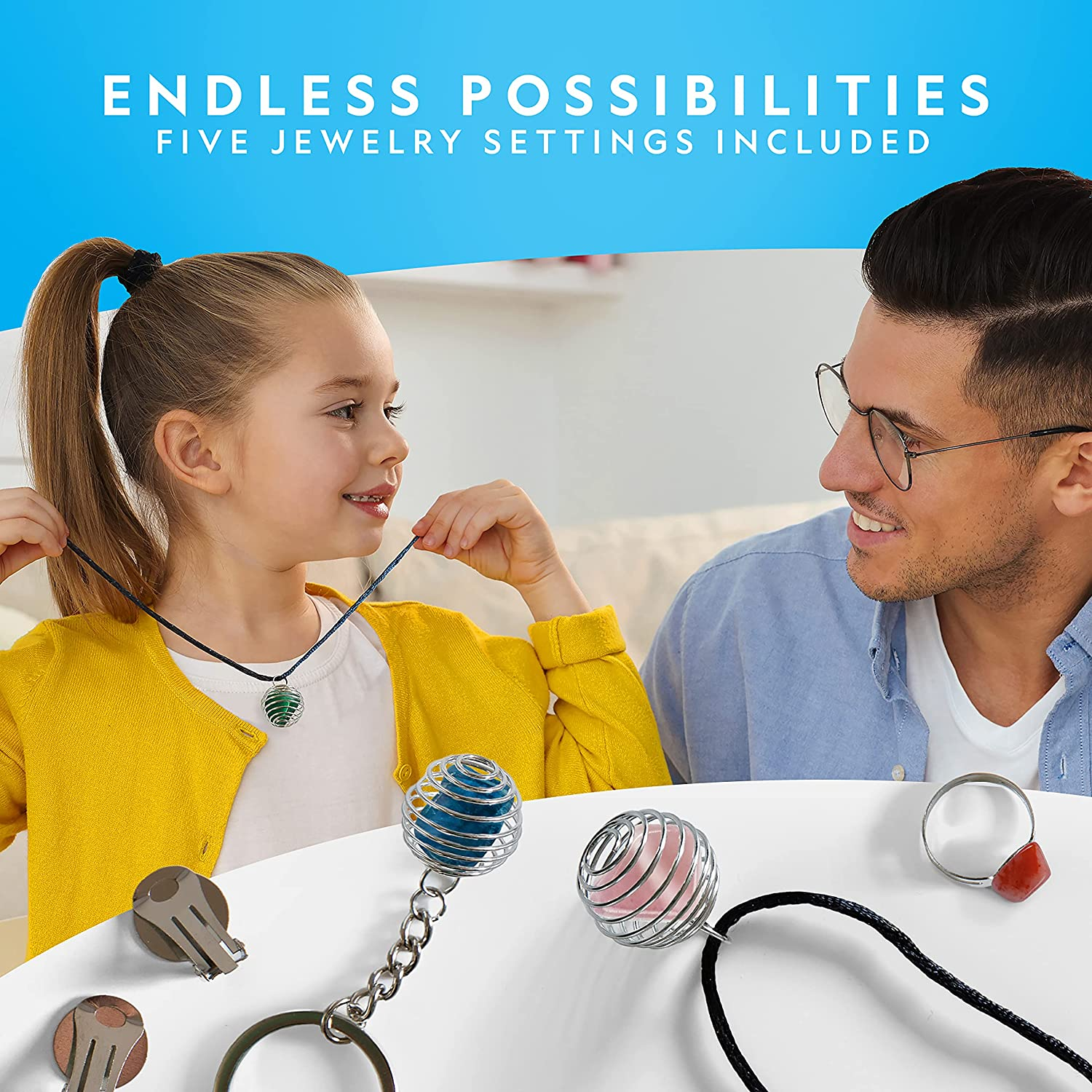 National Geographic Rock Tumbler Refill &ndash; Mega Madagascar Gemstone Pack, 3 Lb of Gemstones Including Rose Quartz, Jasper, Labradorite, & More, Tumbler Grit & Jewelry Settings image number 1