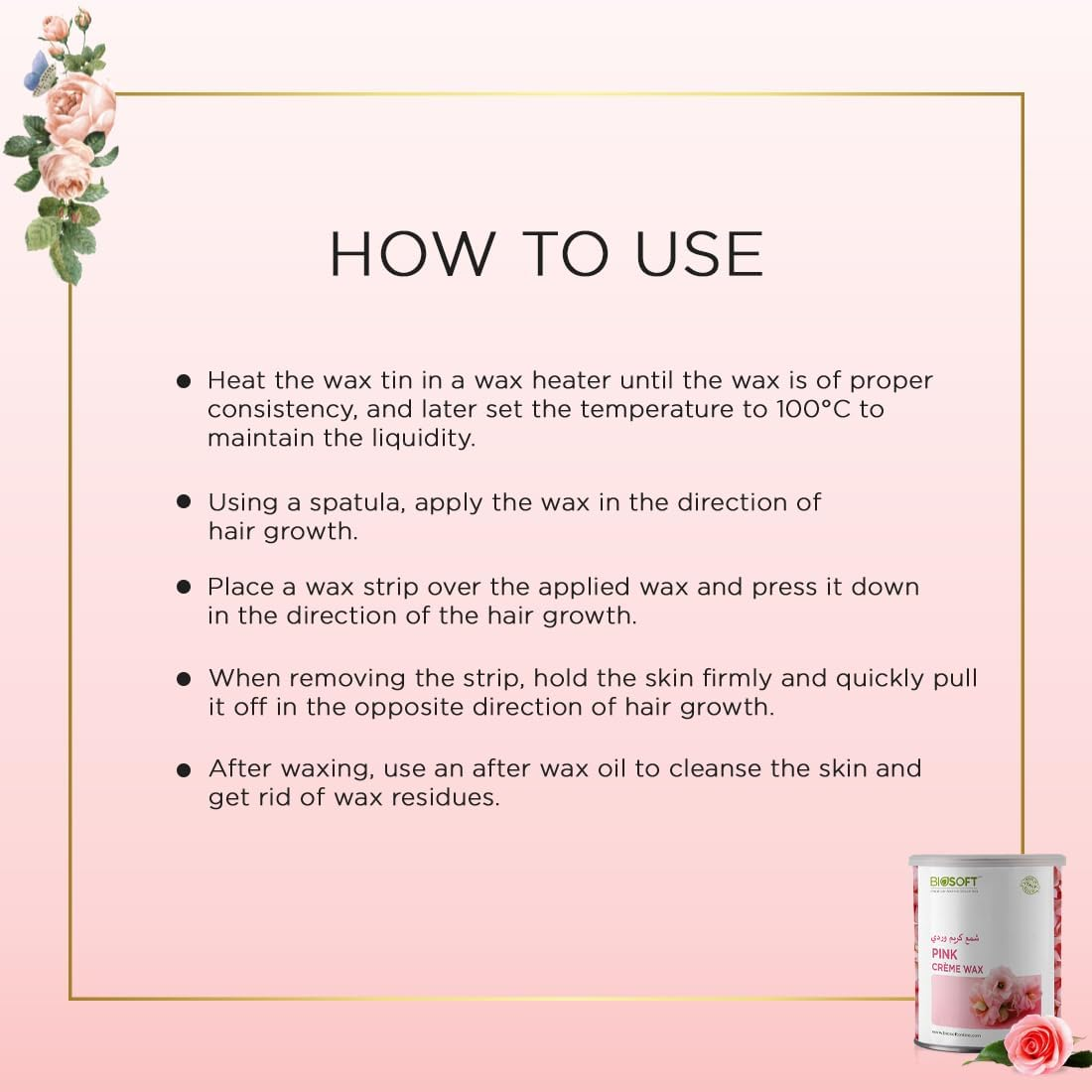 Biosoft Liposoluble Cream Wax - Pink (Tin) 800G image number 5