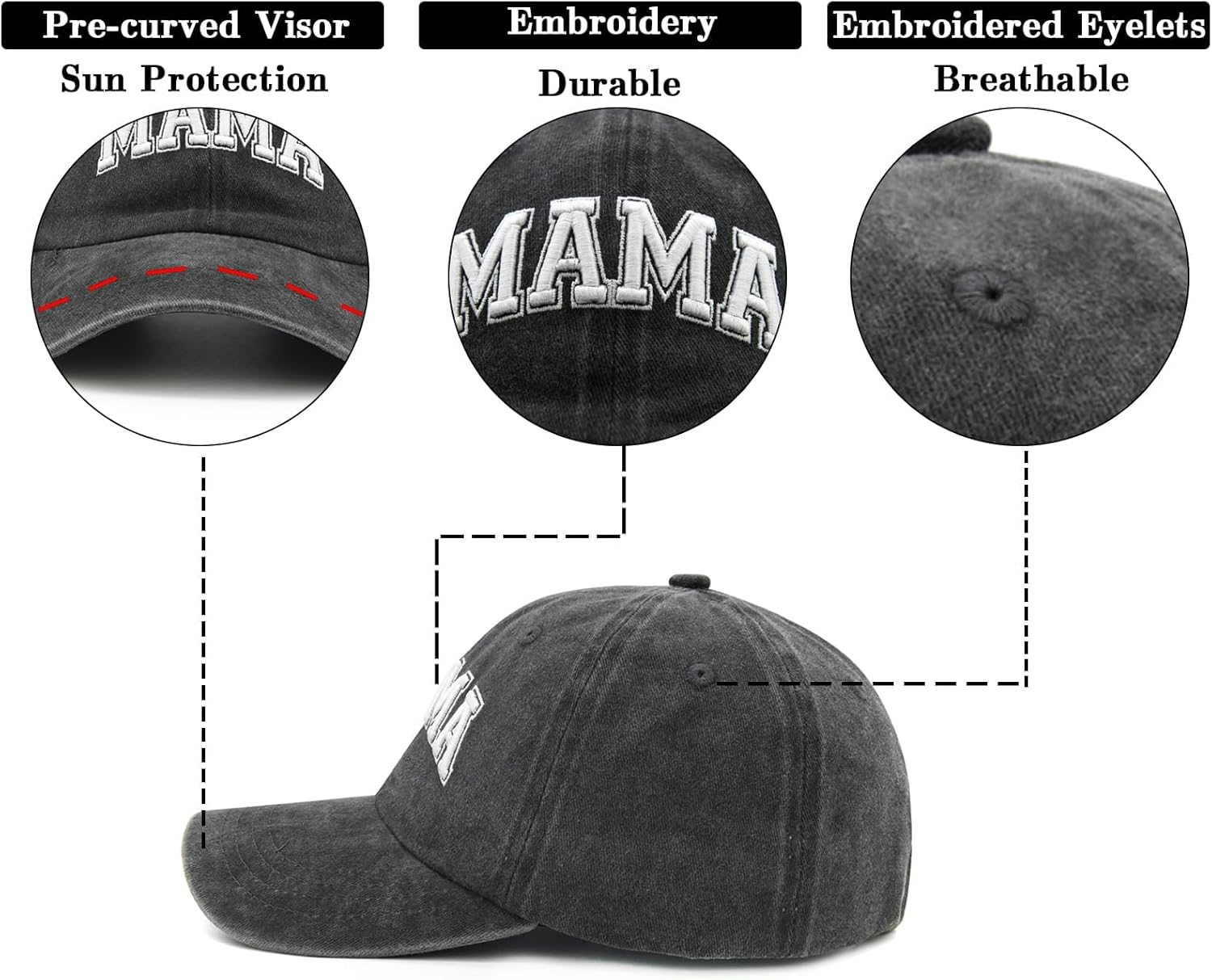 MINYJHZ 2PCS Mommy and Me Baseball Cap for Mom Girl, Adjustable Washed Mama and Mini Hats image number 5