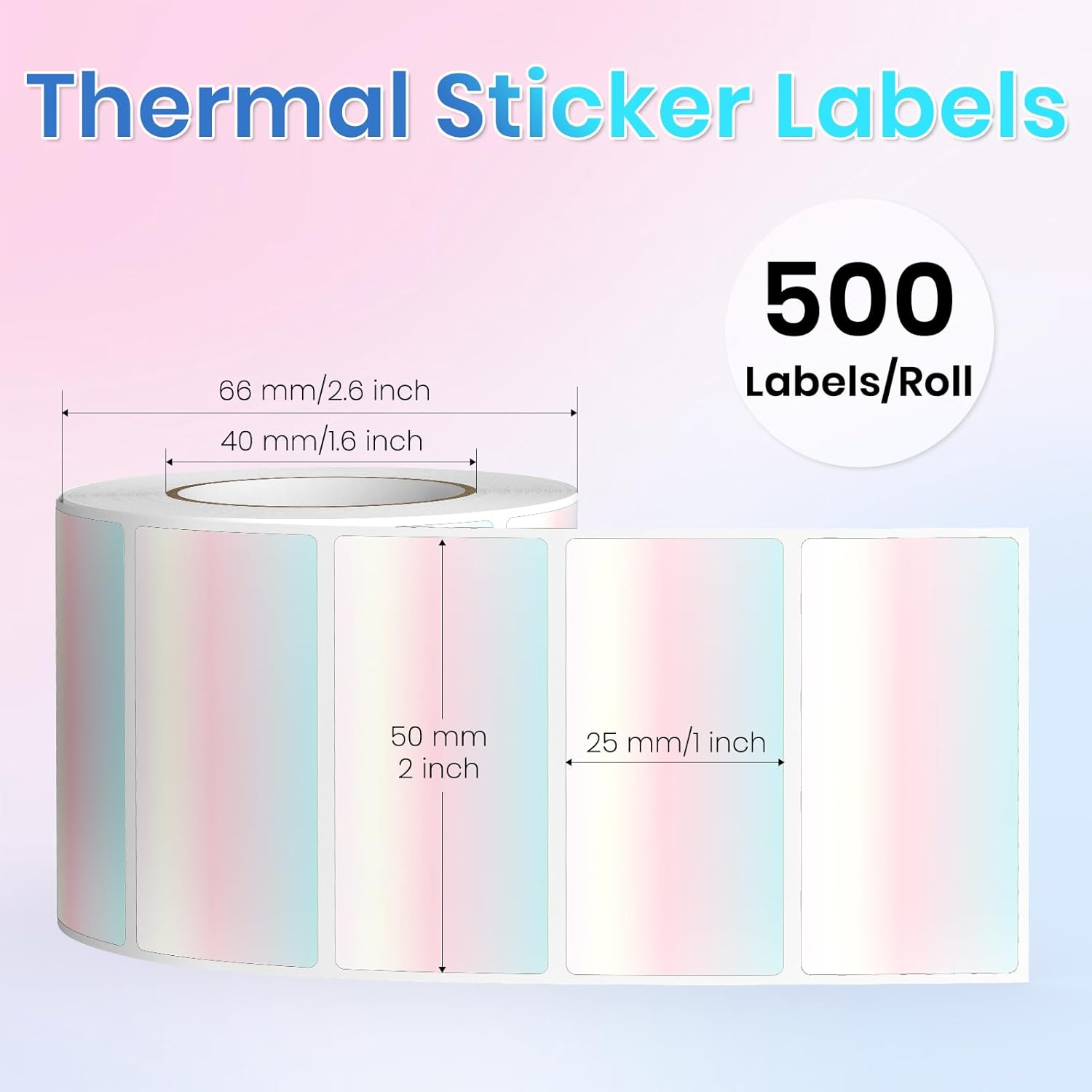 Direct Thermal Labels Rectangle Red Gradient Color Stickers 2 X 1 Inch Self-Adhesive Gradual Change Dot Decal Name Tag for DIY Design QR Code Logo Business 500 PCS - Red image number 3