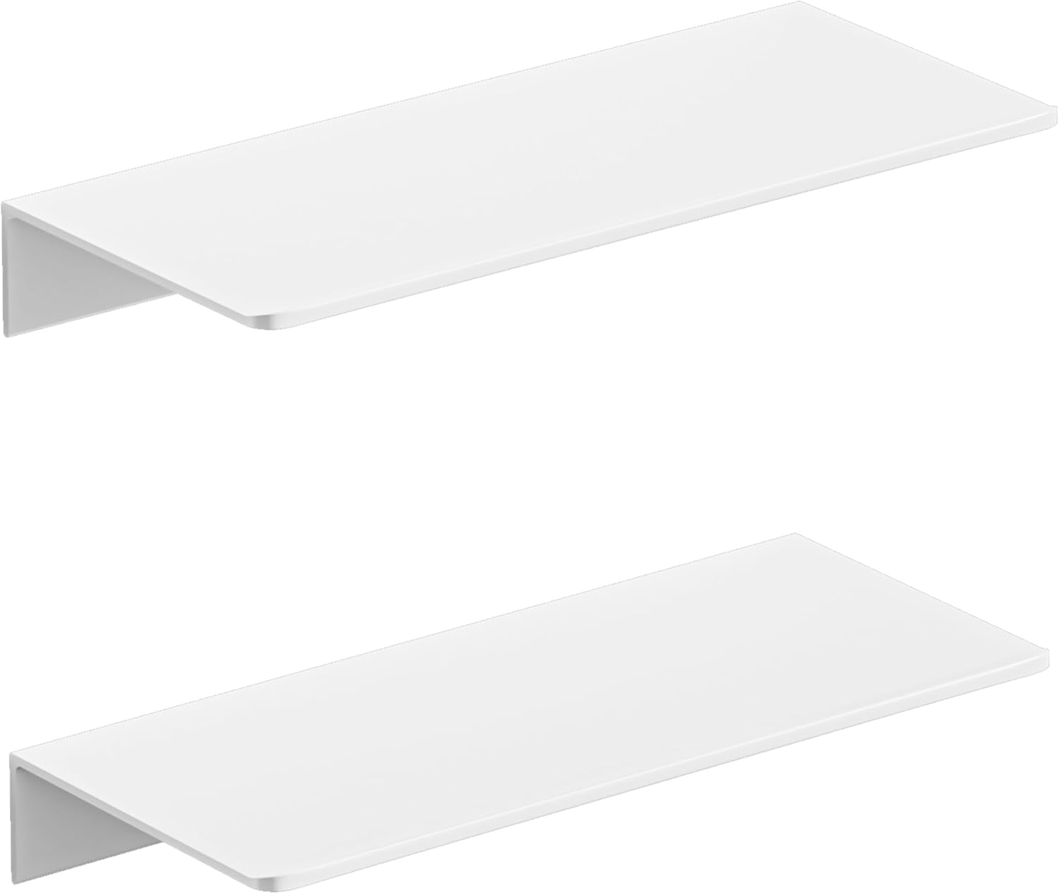 HNVNER Metal Wall Shelf, Set of 2, 40 Cm, White Floating Shelf, No Drilling, Aluminium Shower Shelf, Rustproof & Stick-On Assembly, for Wall Decoration and Storage in the Living Room, Bedroom