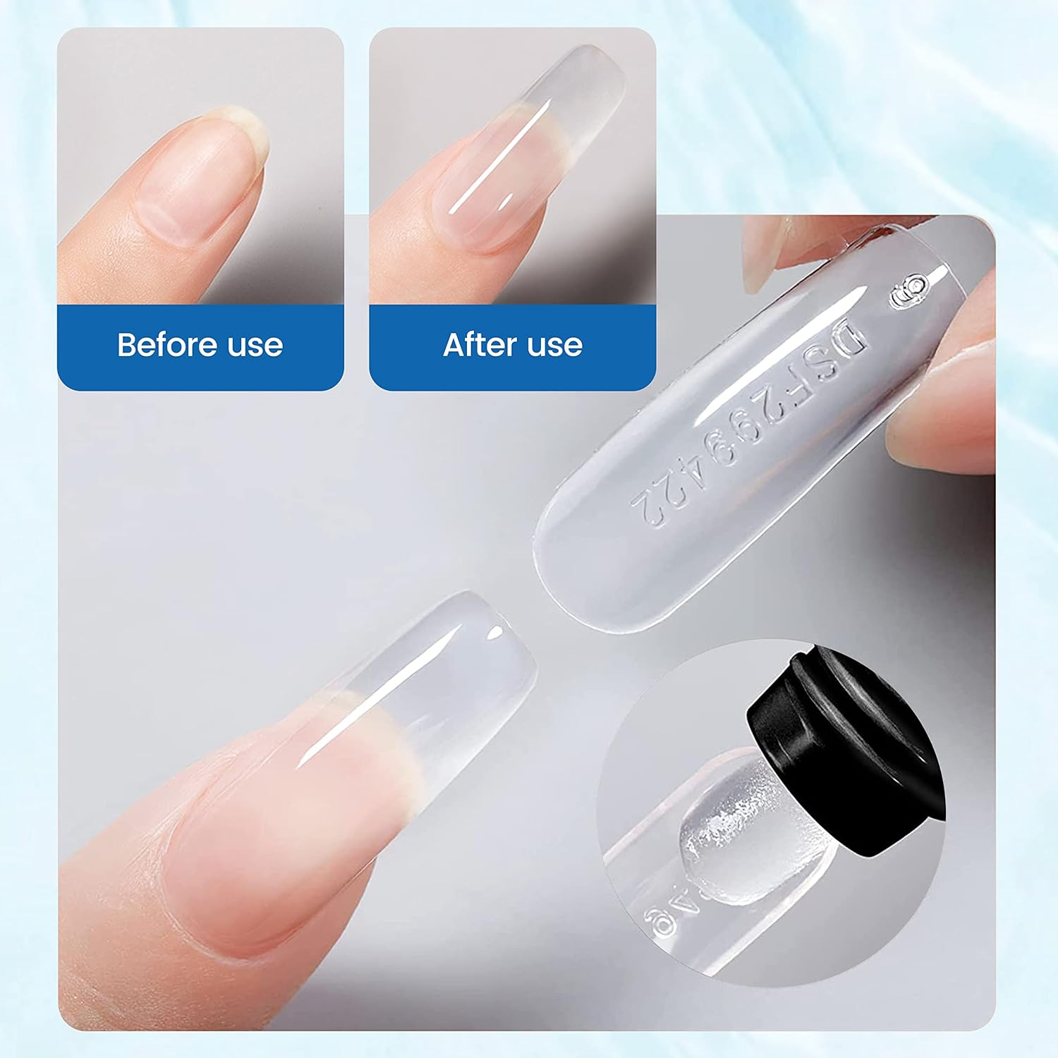 SULLMAR Clear Poly Nail Gel Kit-60Ml/2Fl.Oz Clear Poly Nail Gel Kit,All-In-One Set Nail Extension Gel Nail Kit with Slip Solution Dual Form Nail Brush and Glass Cup,Nail Art Design for Beginners - Clear image number 4