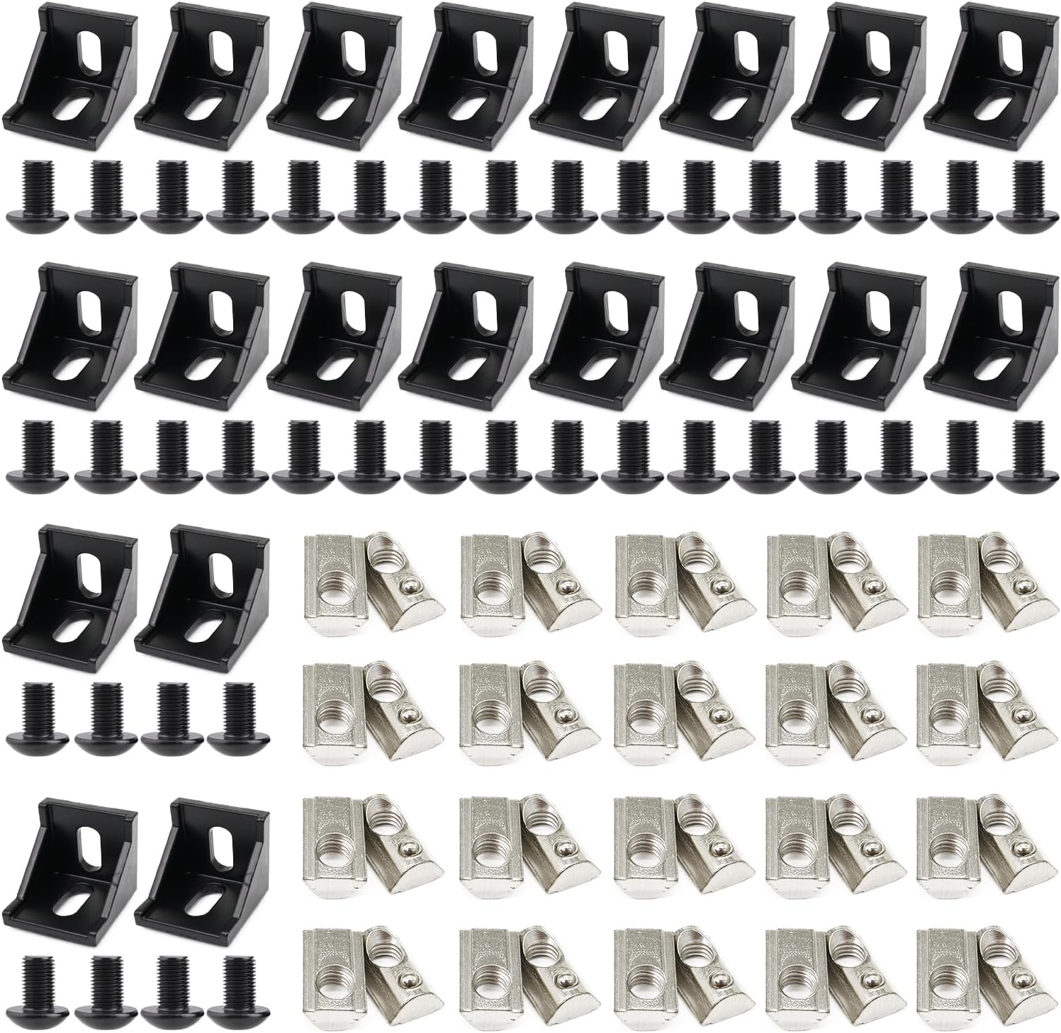 BLCCLOY 20 Sets 40 Series Aluminum Extrusion Profile T Slot Corner Bracket 4040 90 Degree Right Angle Connector with M8 Spring Bolts Nuts for 40/40 4080 Extruded Aluminum Hardware image number 5