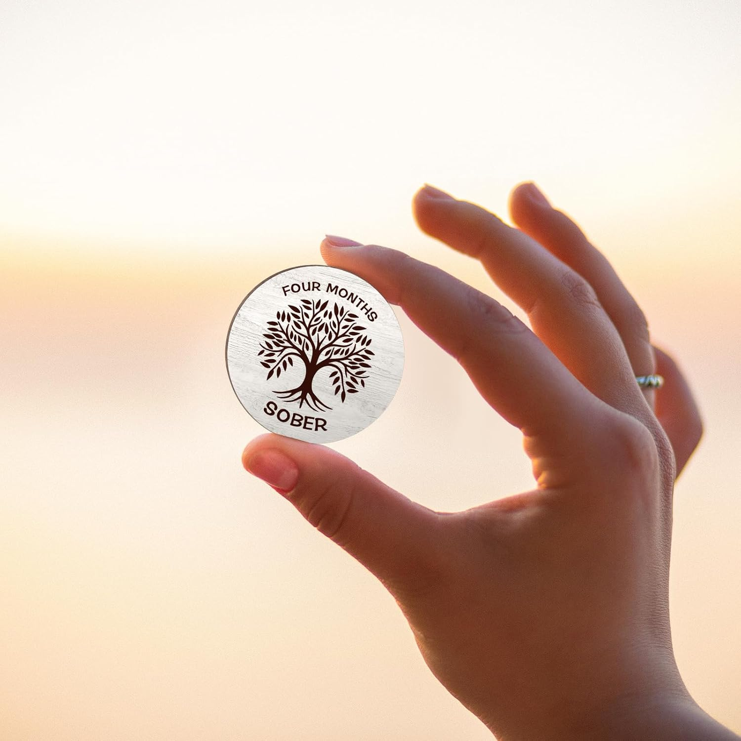 28 Pcs Wooden Sobriety Coin Gift Set, Recovery Sobriety Chip One Year AA Chips and Medallions Anniversary Sobriety Gifts for Men Alcoholics Anonymous Addiction Recovery Gift(White) - Wood Color image number 5